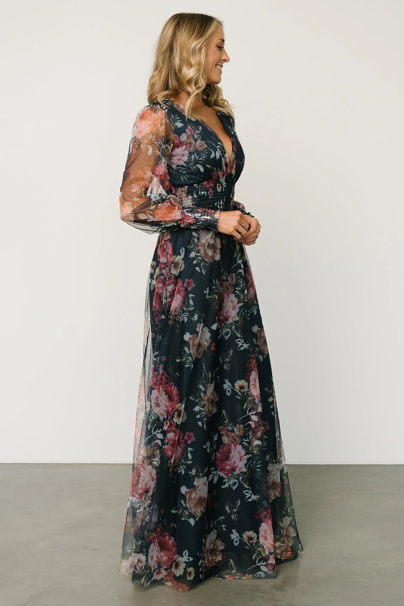 Layla Tulle Maxi Dress | Garden Navy Floral