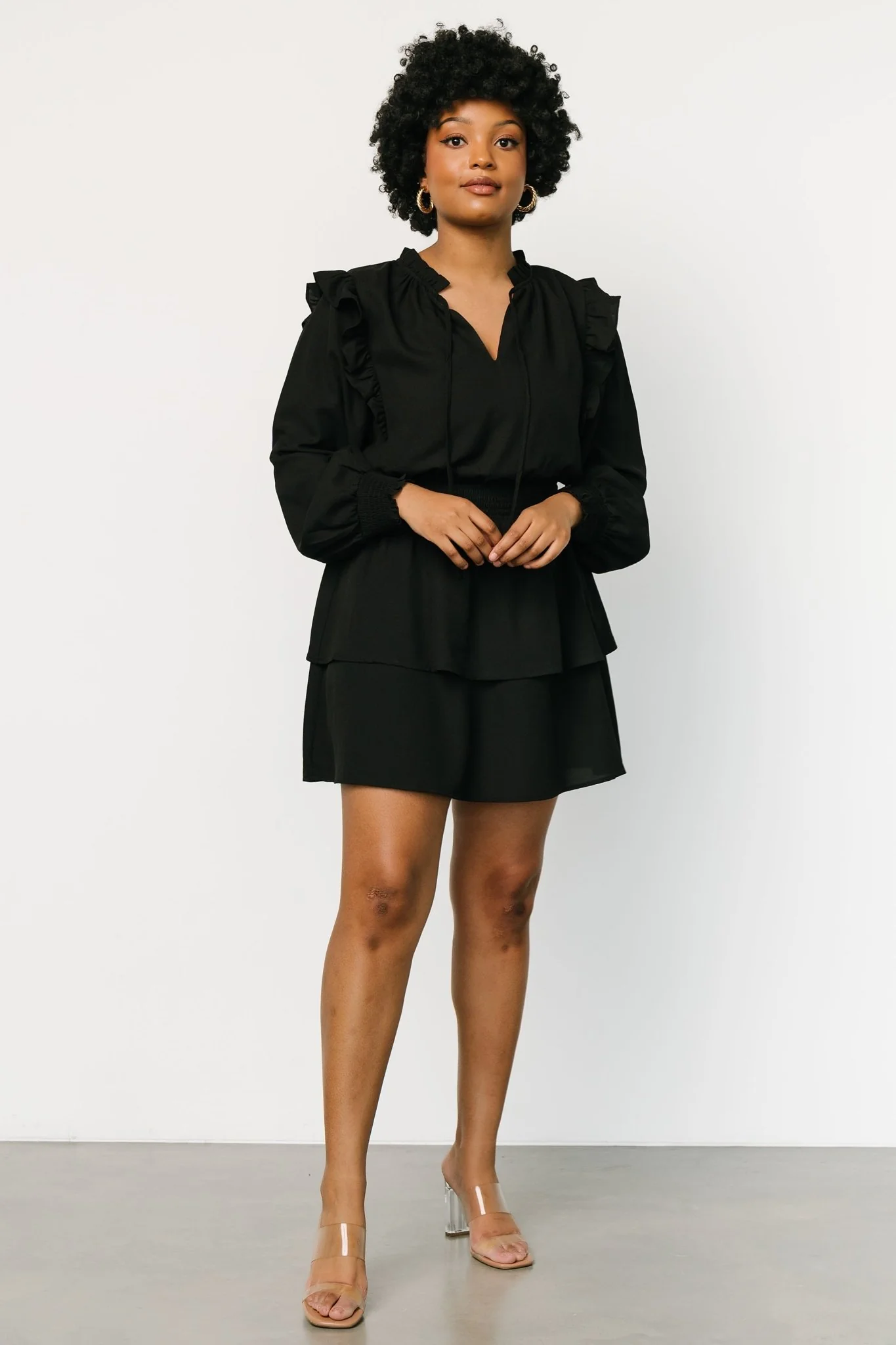 Maylee Tiered Short Dress | Black