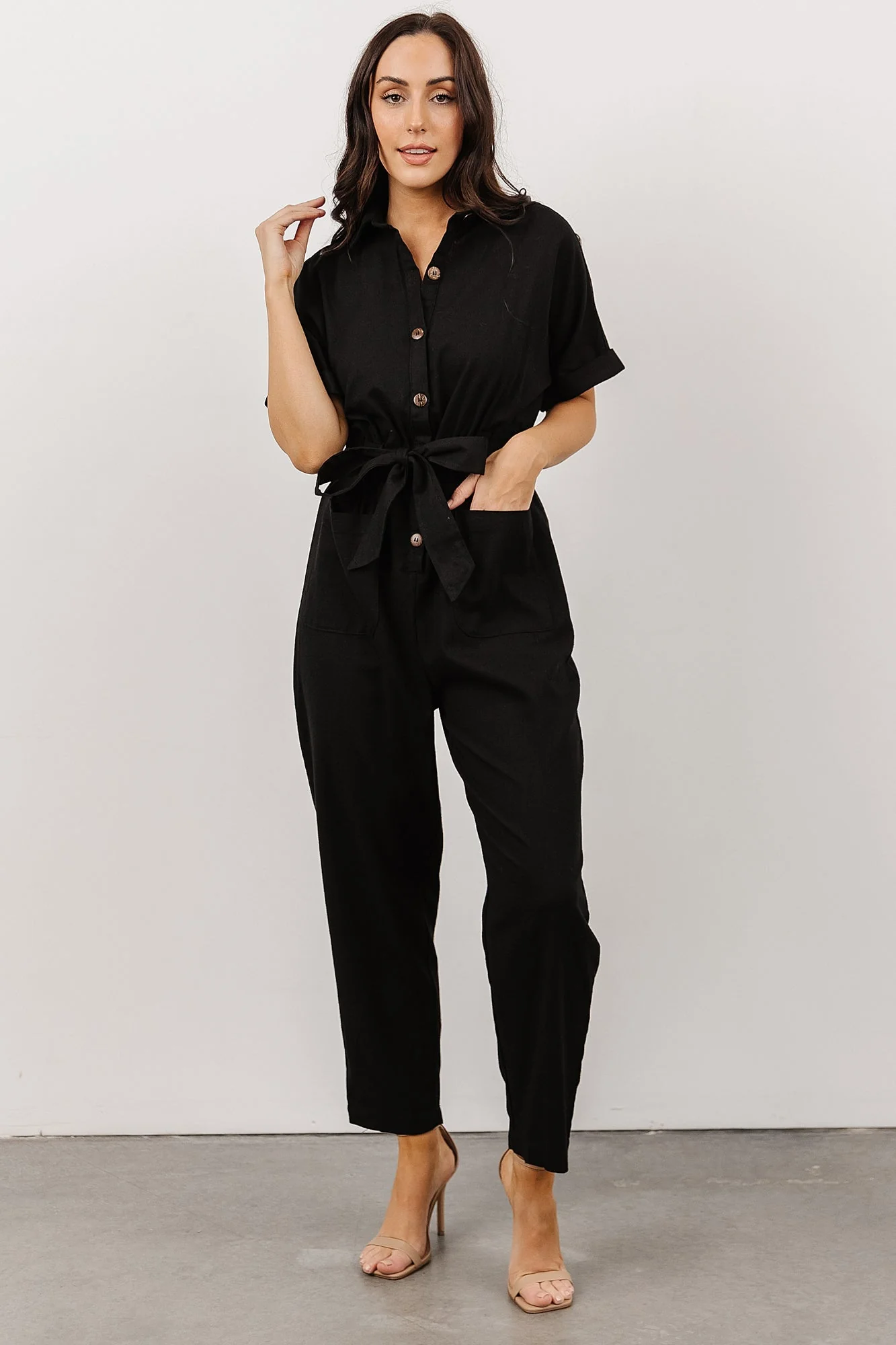 Dallas Button Up Jumpsuit | Black