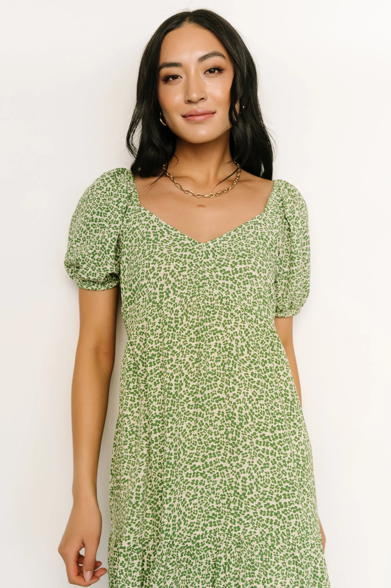 Gables Puff Sleeve Maxi Dress | Green Multi