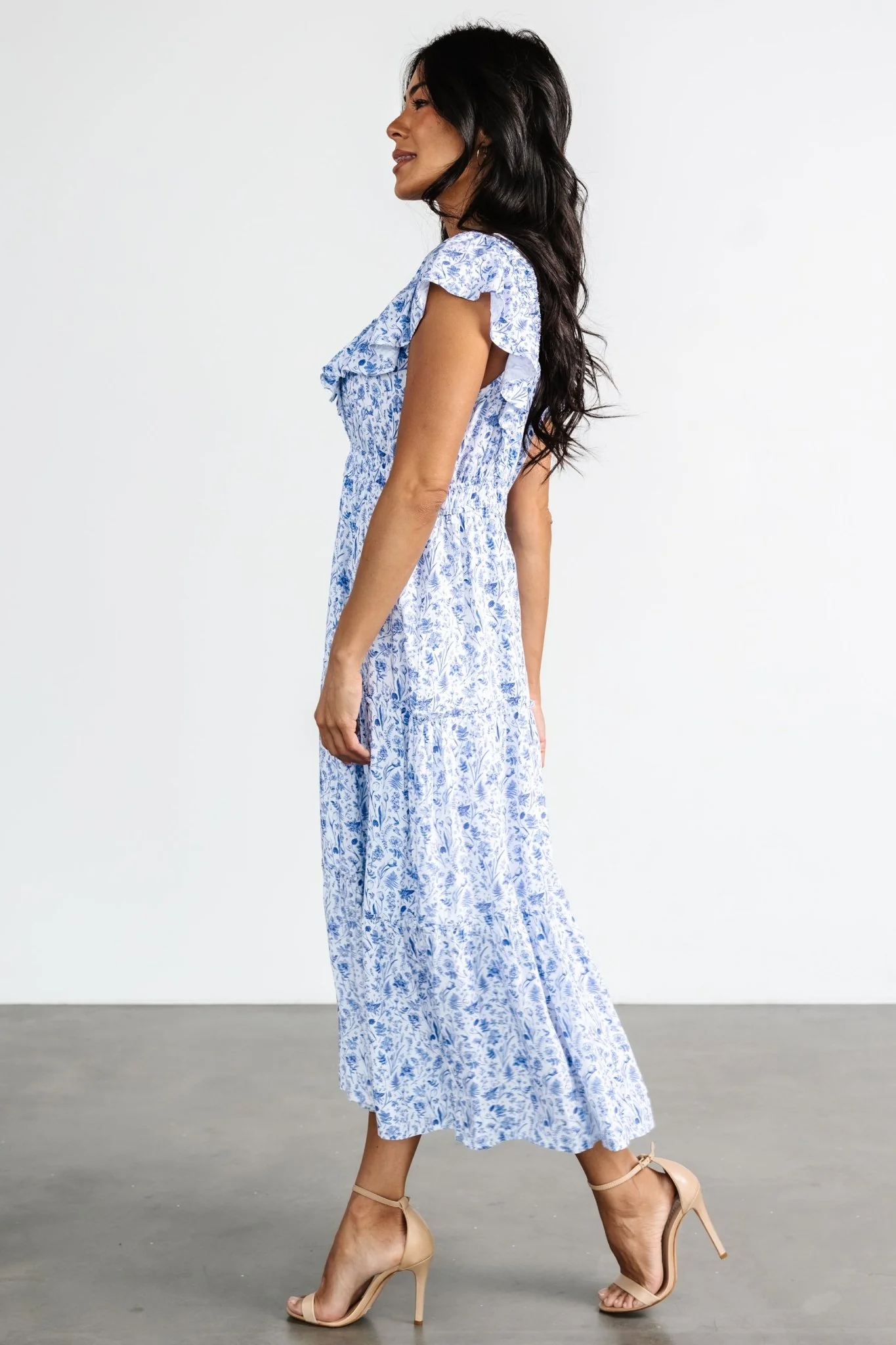 Crete Midi Dress | Blue + White