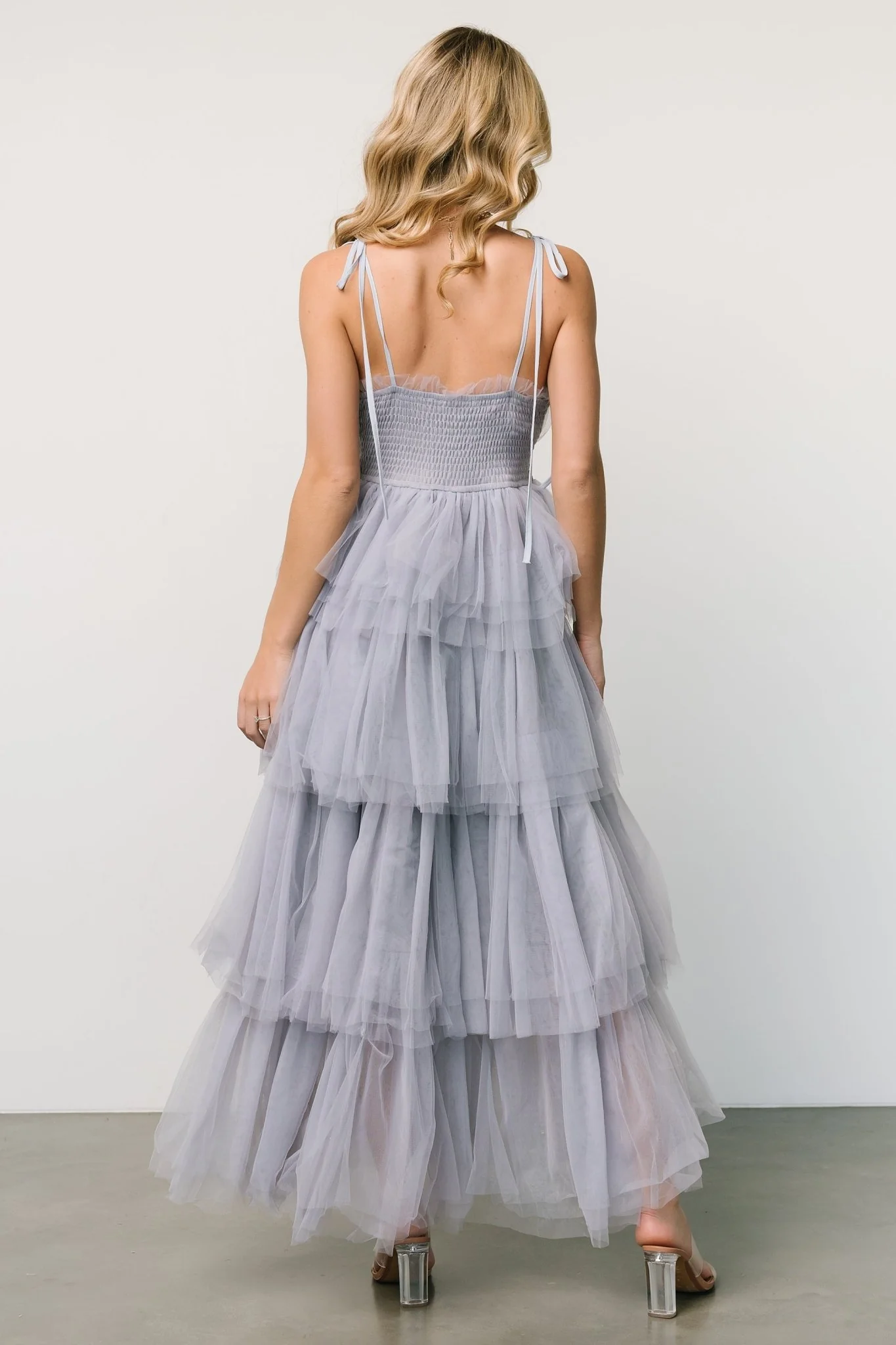 Alora Tulle Tiered Maxi Dress | Dusty Slate