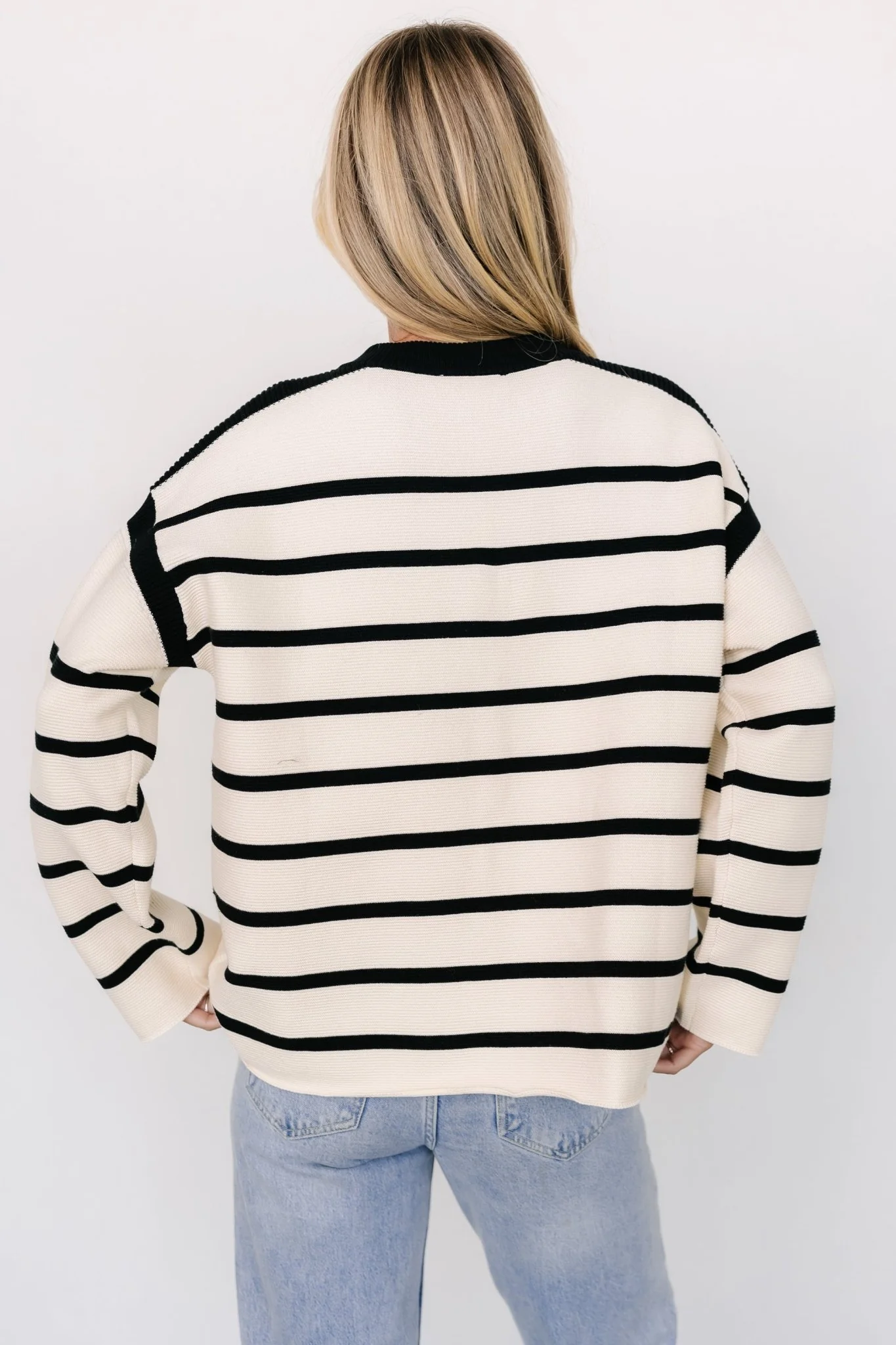 Conway Striped Sweater | Cream + Black