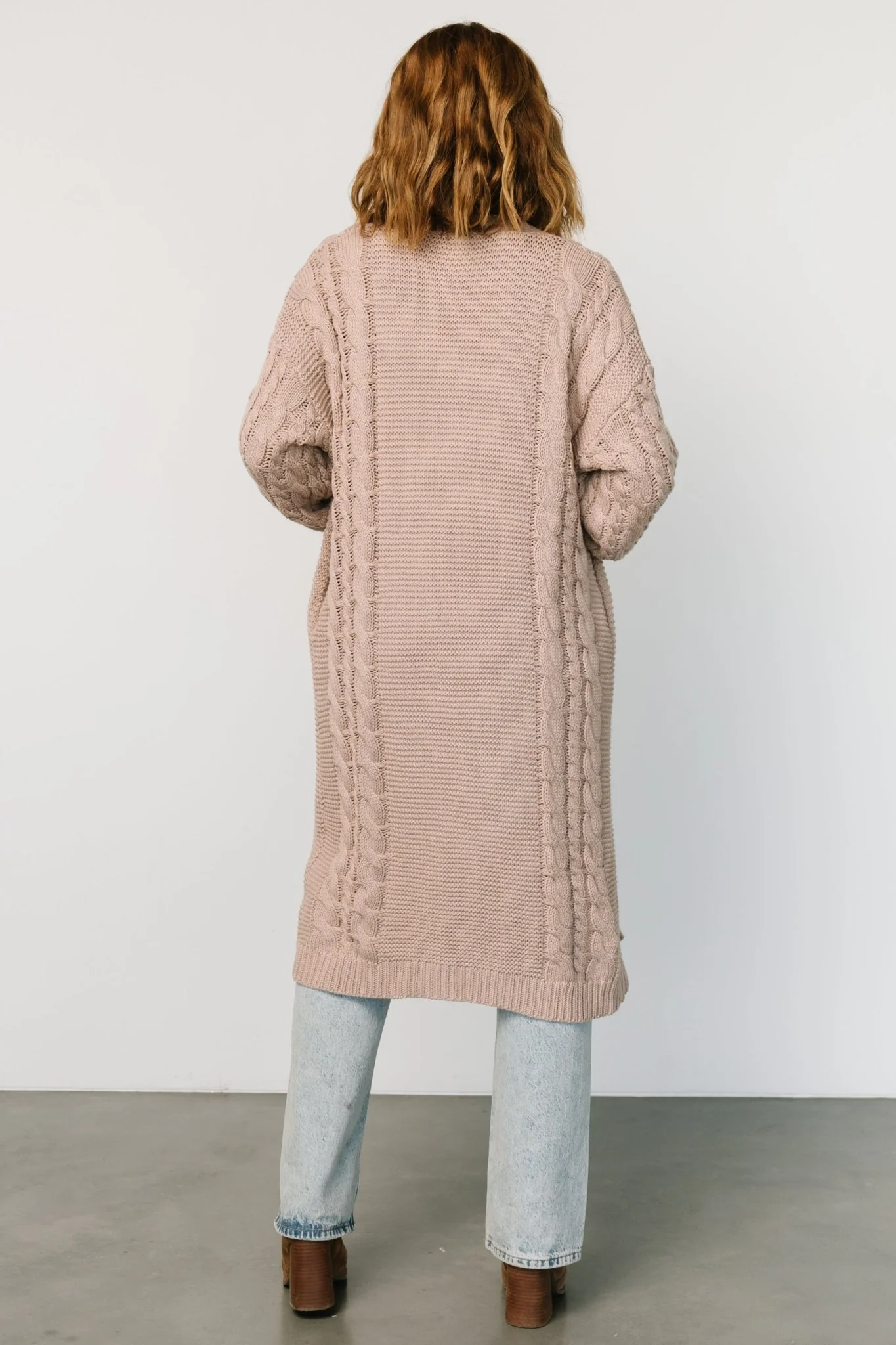 Kristen Cable Knit Cardigan | Taupe