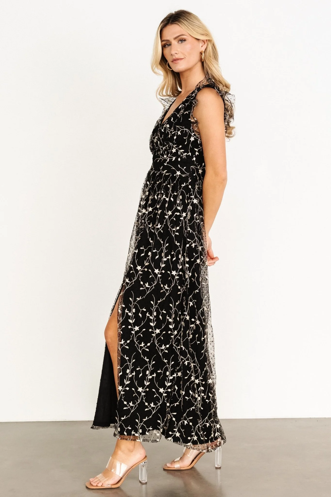 Orza Embroidered Maxi Dress | Black