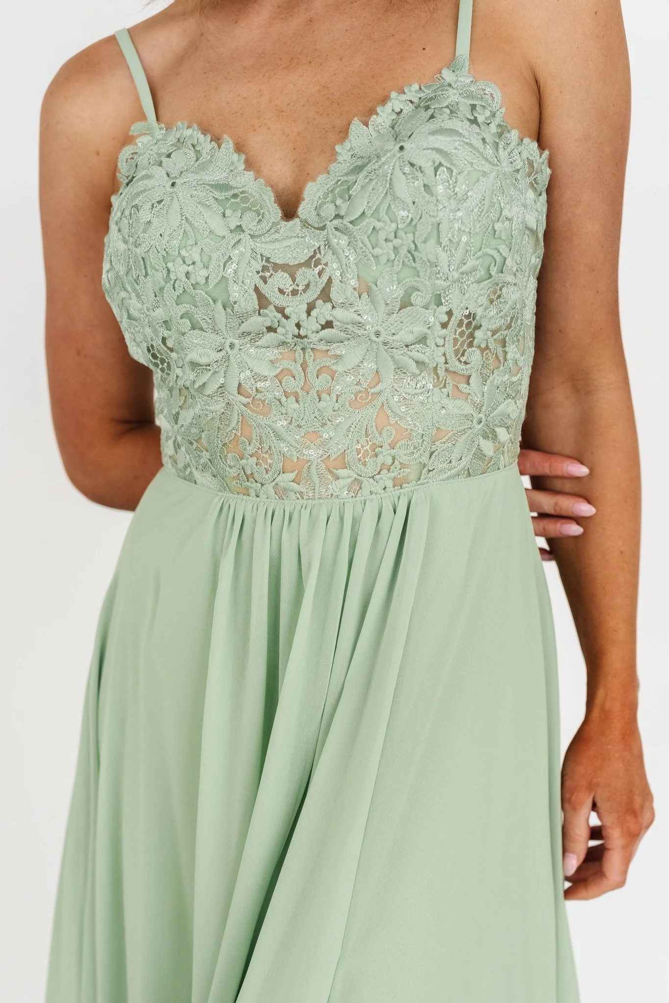 Samantha Lace Top Gown | Sage