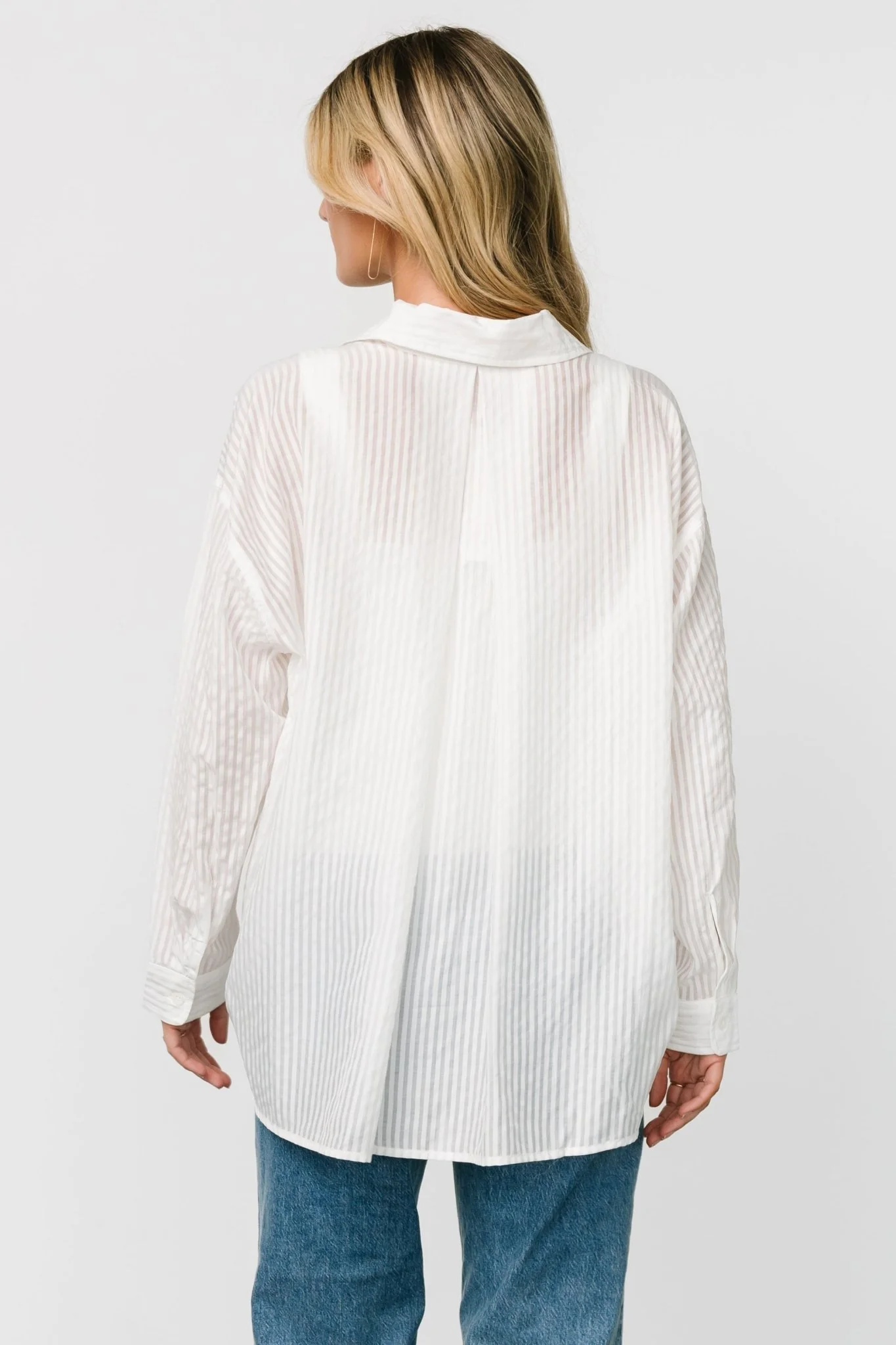 Sheldon Striped Oversized Top | White