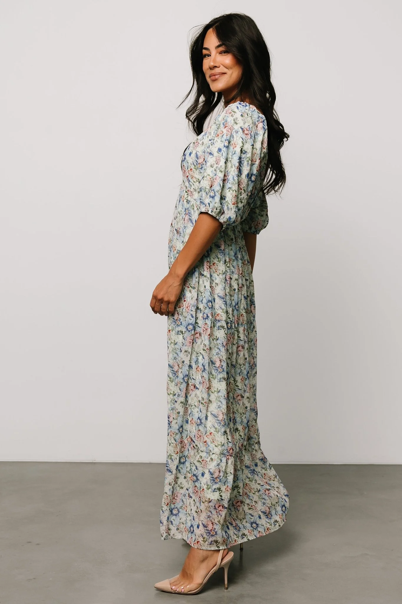 Ginny Maxi Dress | Light Green Floral