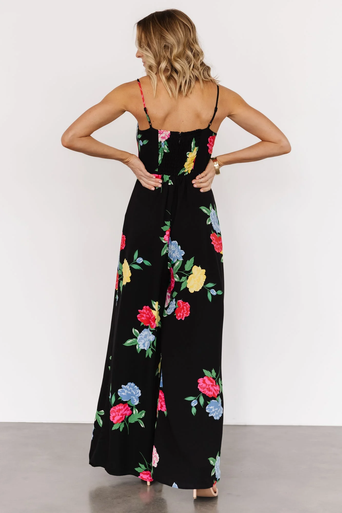 Brooklyn Wide Leg Jumpsuit | Black Floral