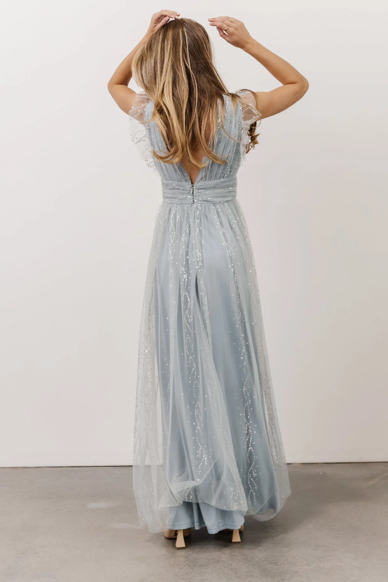 Annika Sequin Mesh Maxi Dress | Dusty Blue