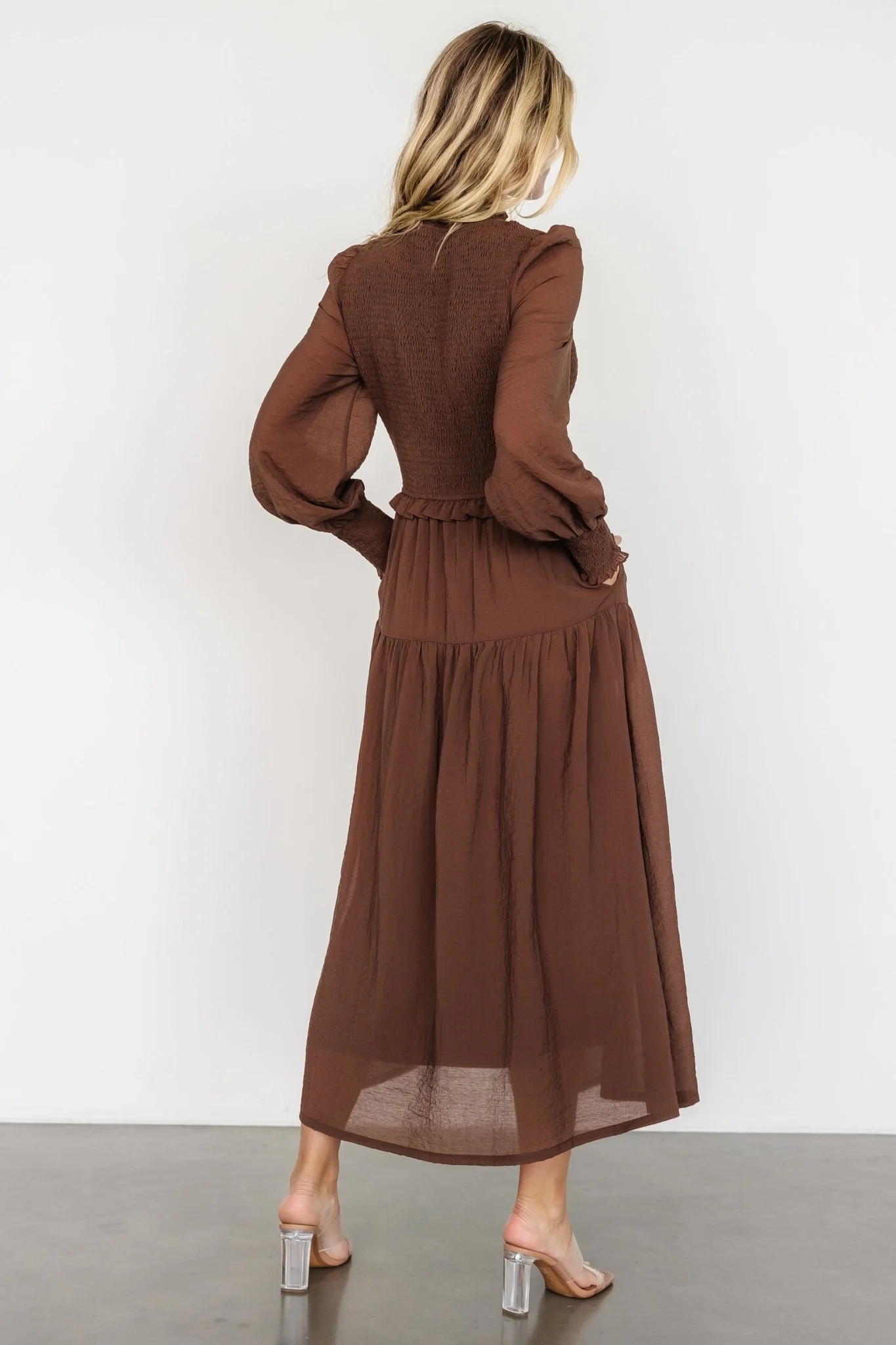 Daria Smocked Maxi Dress | Brown