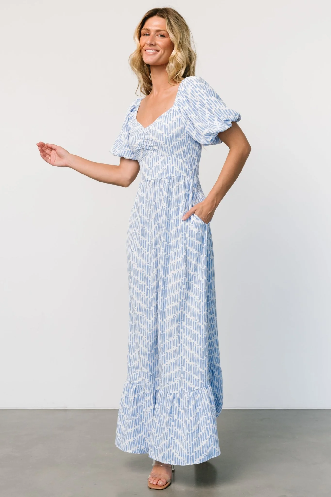 Durban Maxi Dress | Dusty Blue Print
