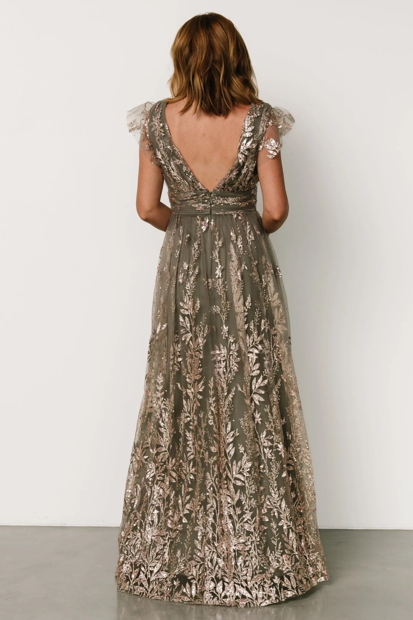 Karina Shimmer Gown | Eucalyptus + Rose Gold