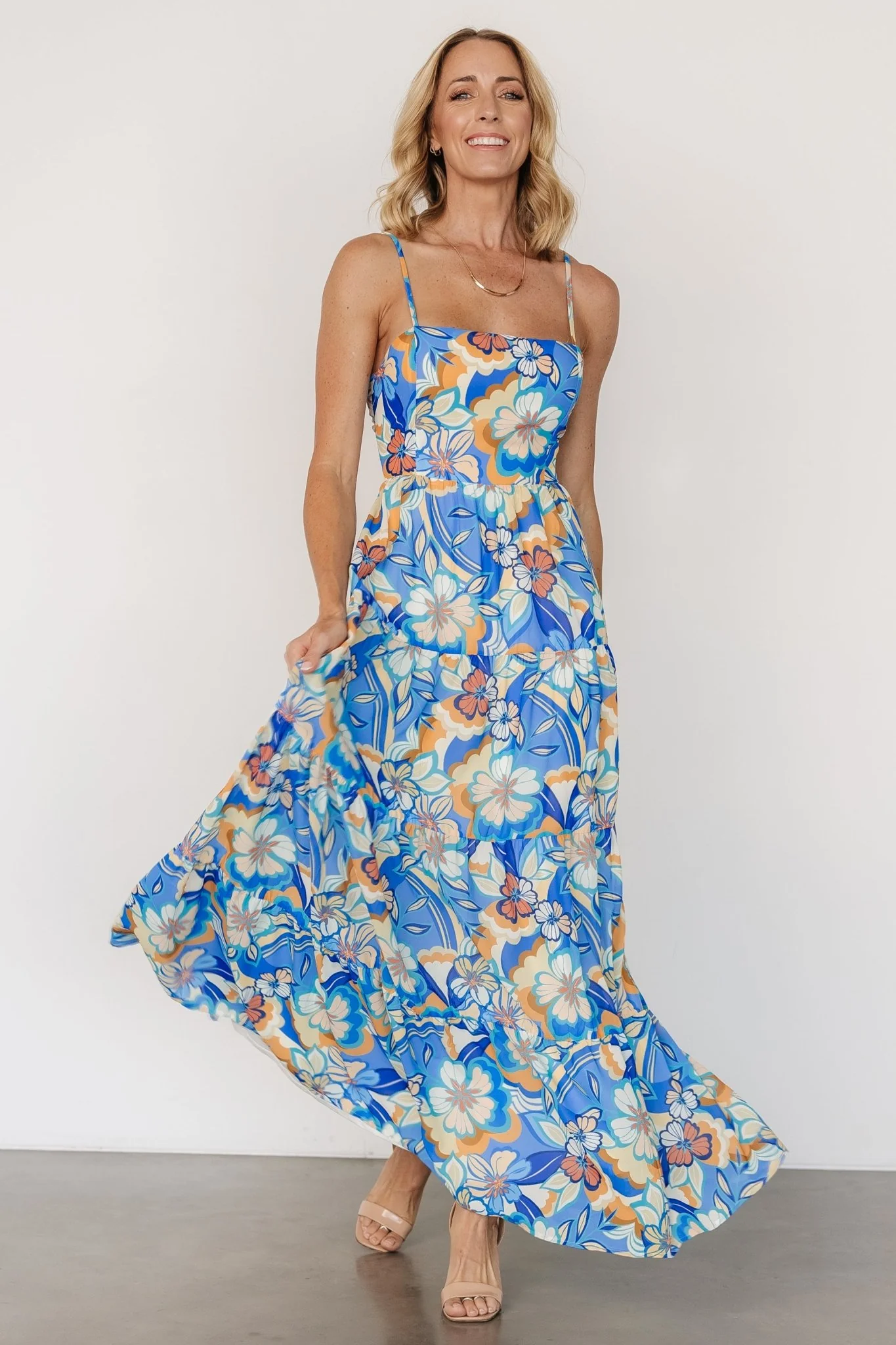 Jannica Tie Back Maxi Dress | Blue Multi