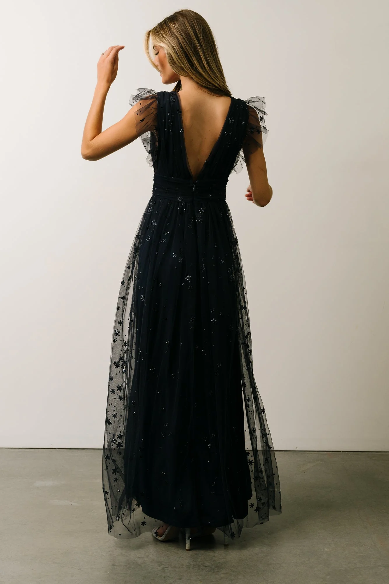 Nova Shimmer Maxi Dress | Navy
