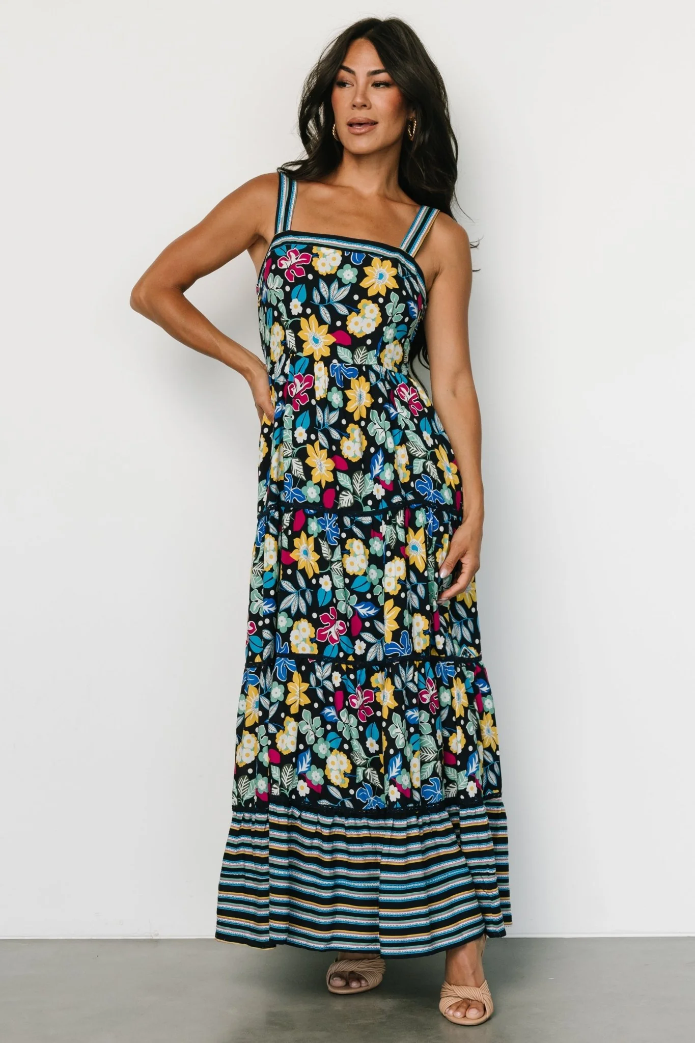 Lucia Tank Maxi Dress | Black Multi Print