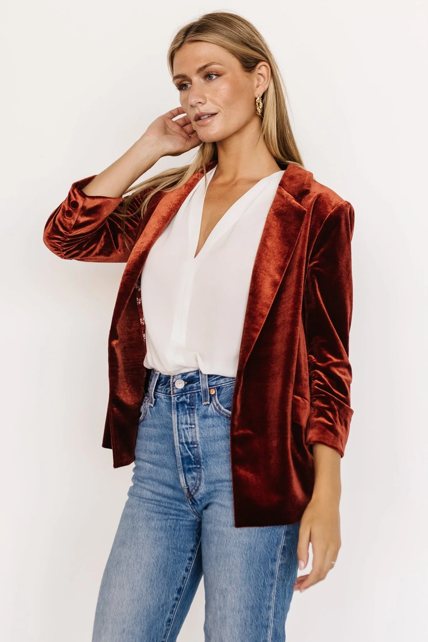 Brinton Velvet Blazer | Cinnamon