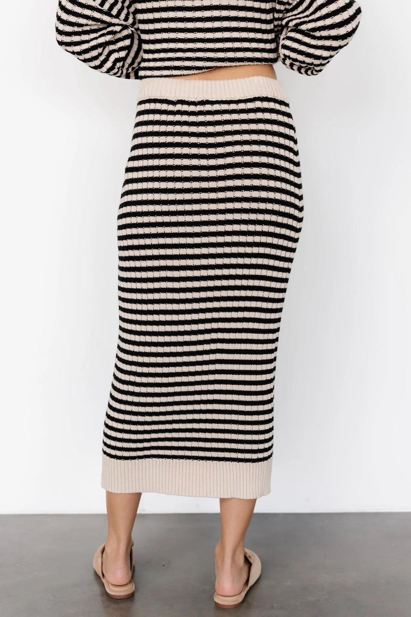 Justina Striped Knit Skirt | Black + Cream