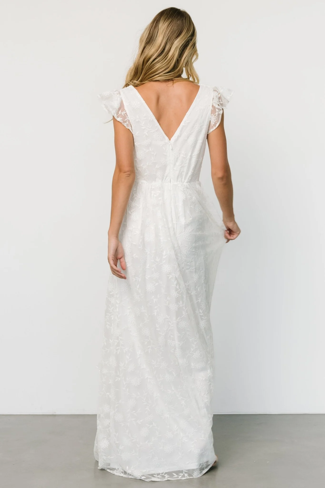 Alexa Embroidered Sequin Maxi Dress | White