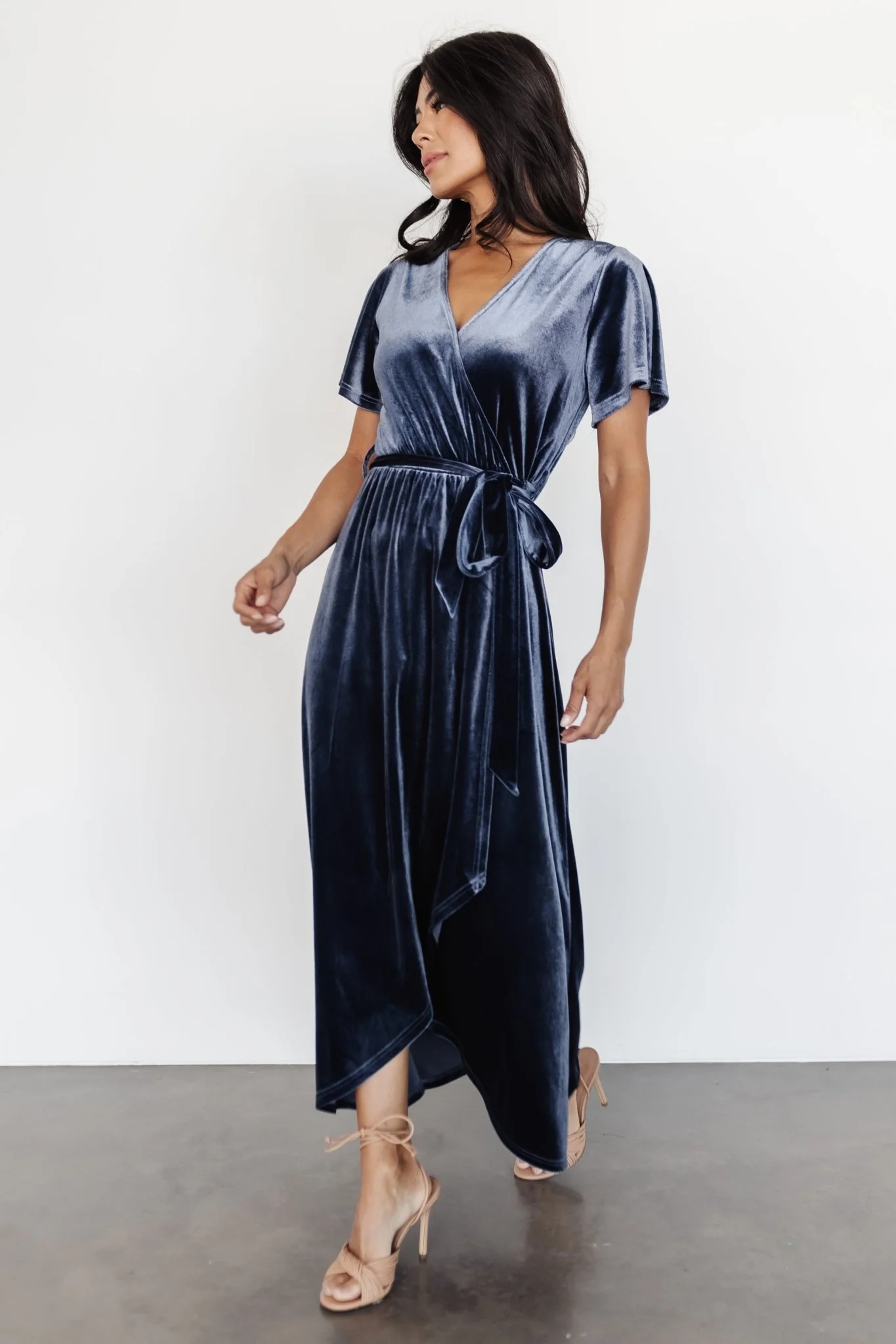 Nadine Velvet Midi Dress | Blue