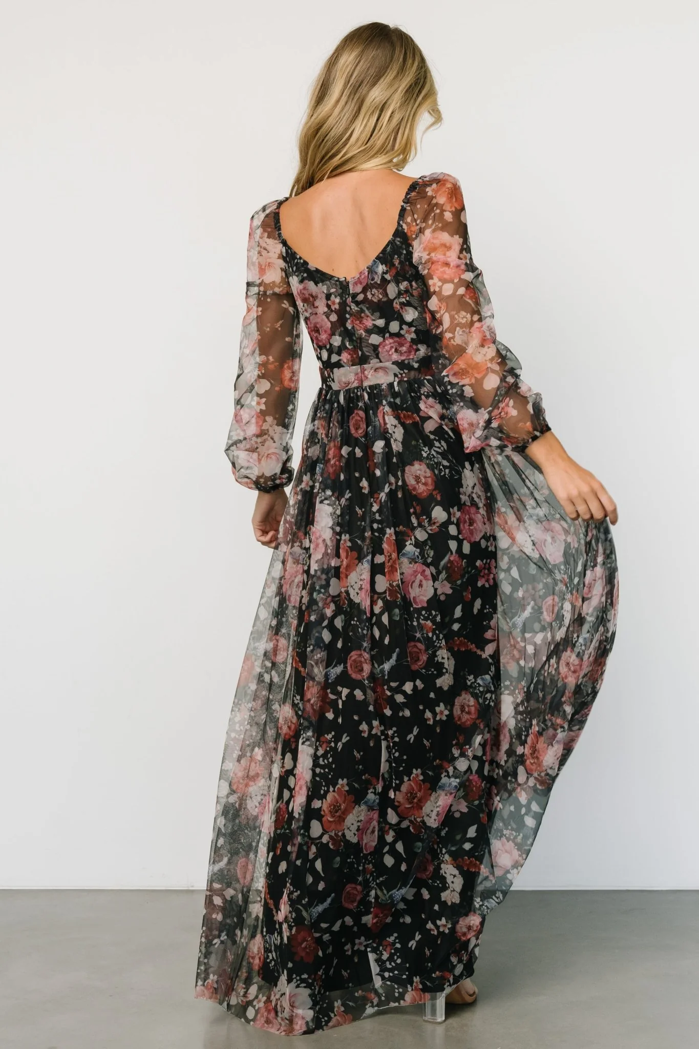 Desiree Tulle Maxi Dress | Black + Berry