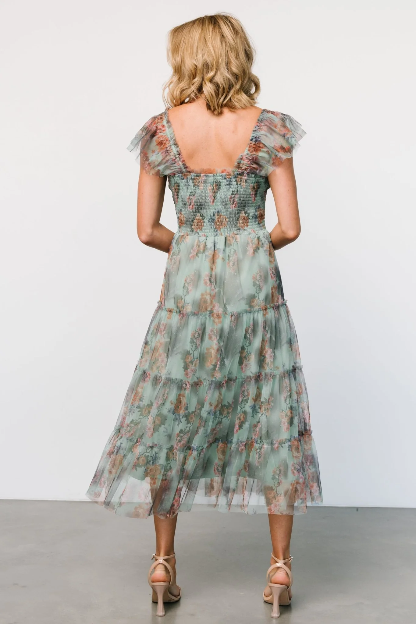 Clementine Tulle Midi Dress | Sage Multi Floral