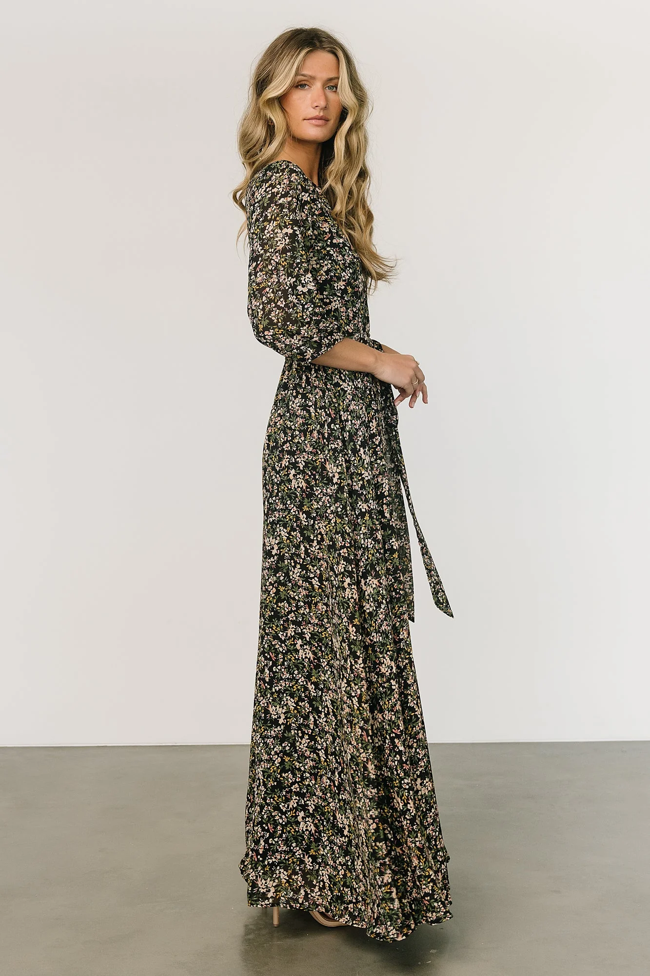 Rebecca Maxi Dress | Black Floral