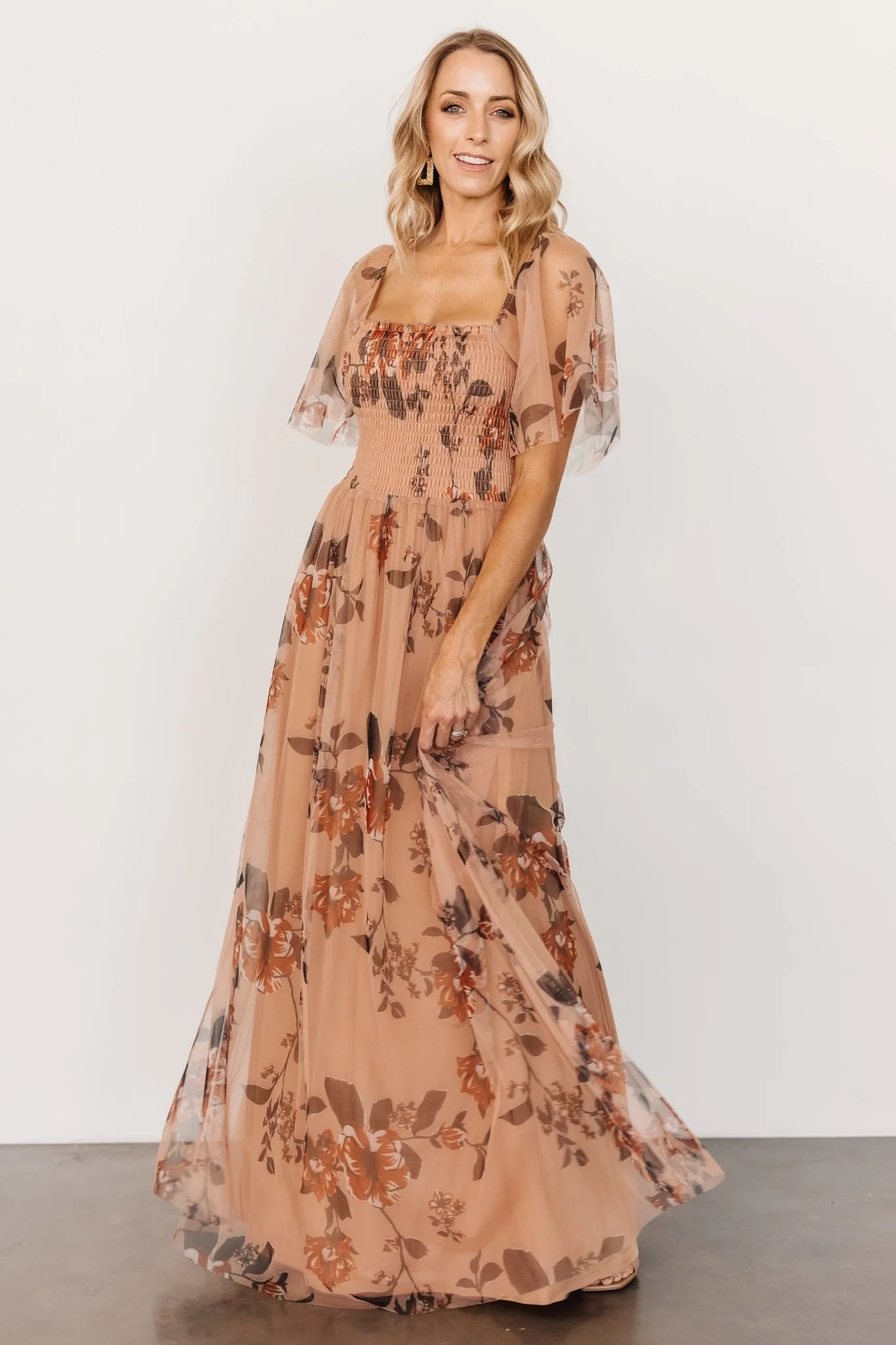 Cassandra Tulle Maxi Dress | Copper Floral