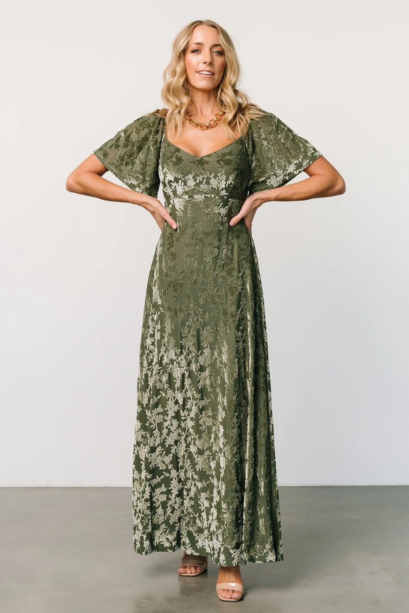 Everley Velvet Maxi Dress | Dark Sage