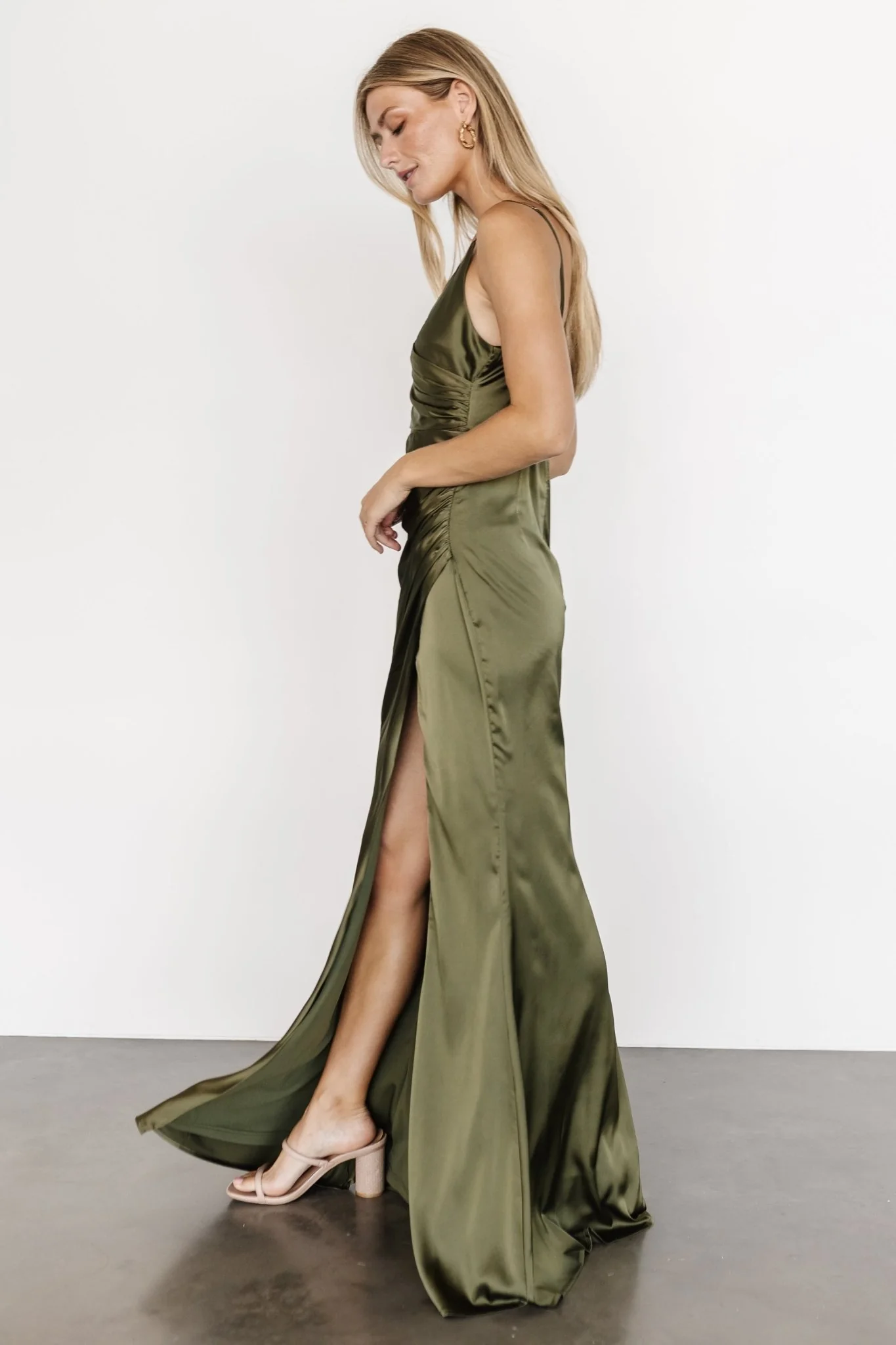 Monet Satin Gown | Olive