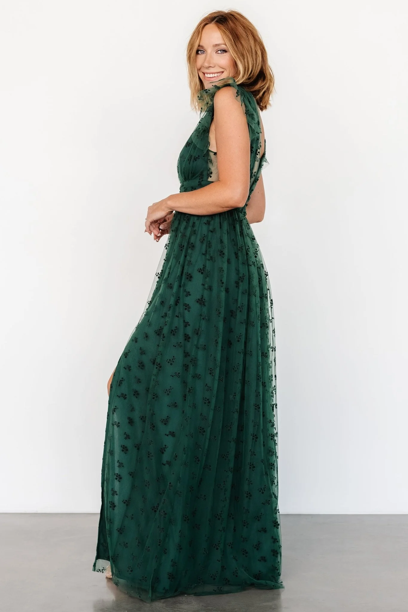 Caterina Tulle Maxi Dress | Dark Green