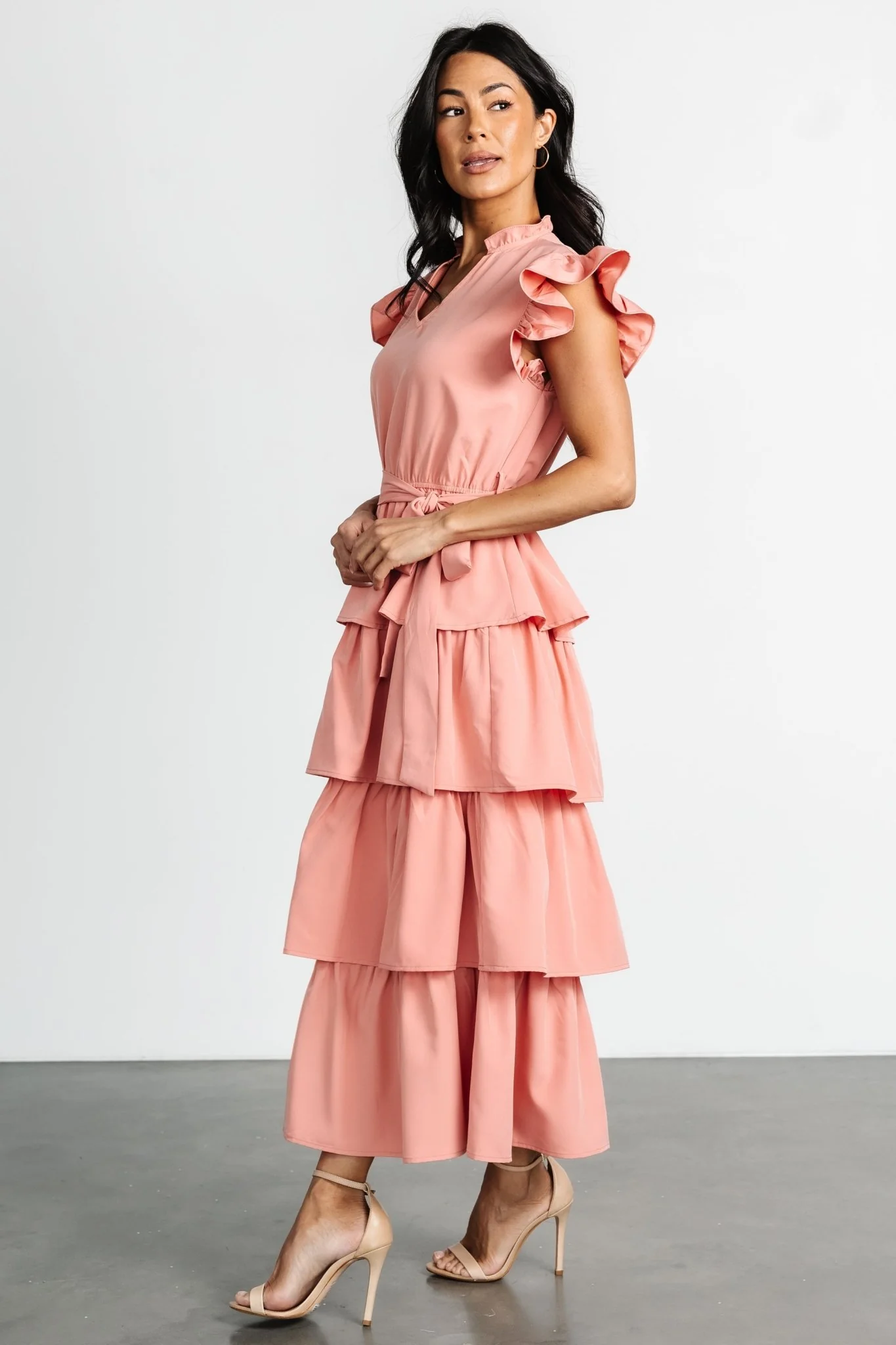 Chrysanthi Tiered Dress | Dusty Coral