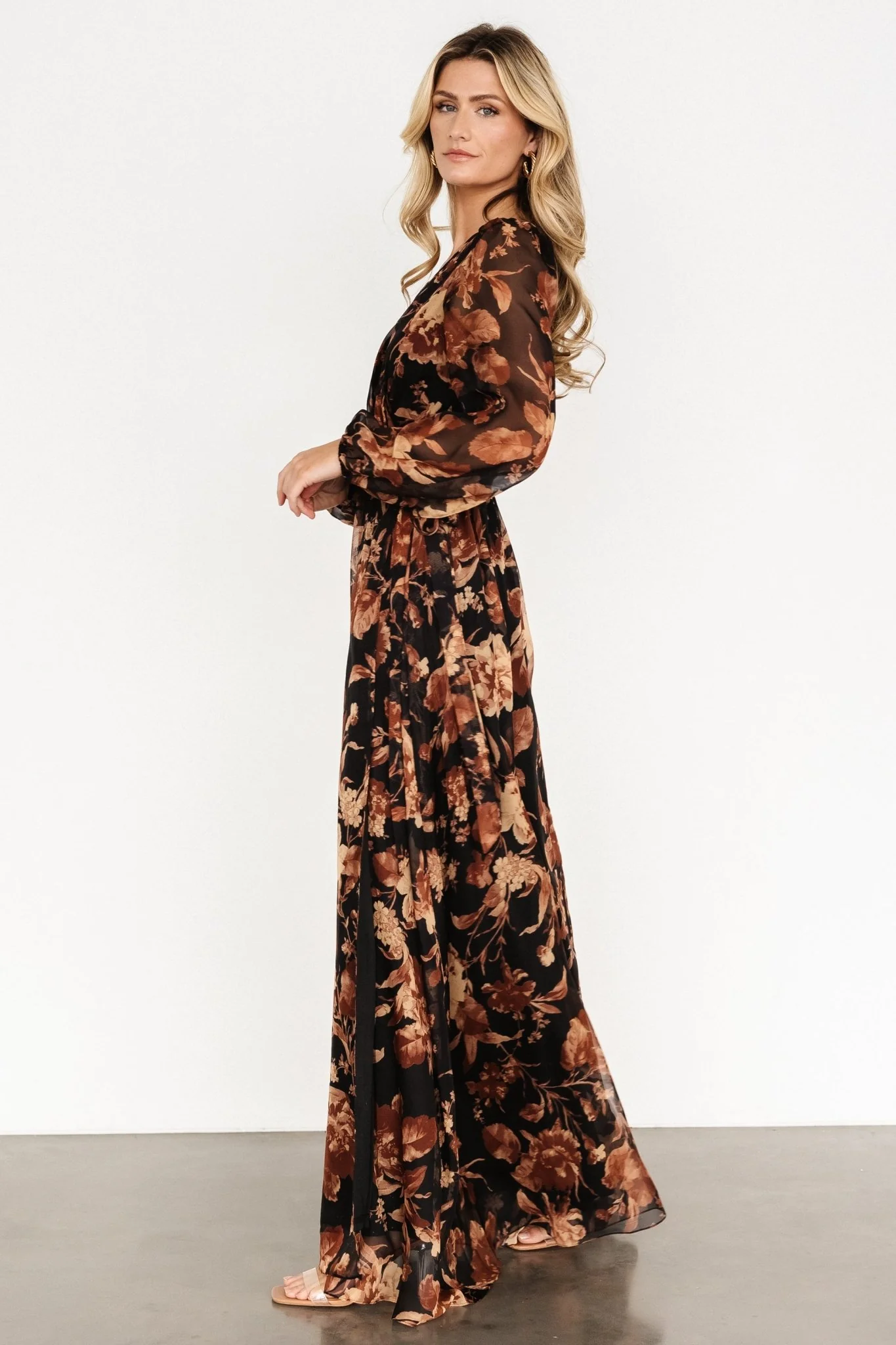 Maura Wrap Maxi Dress | Black Print