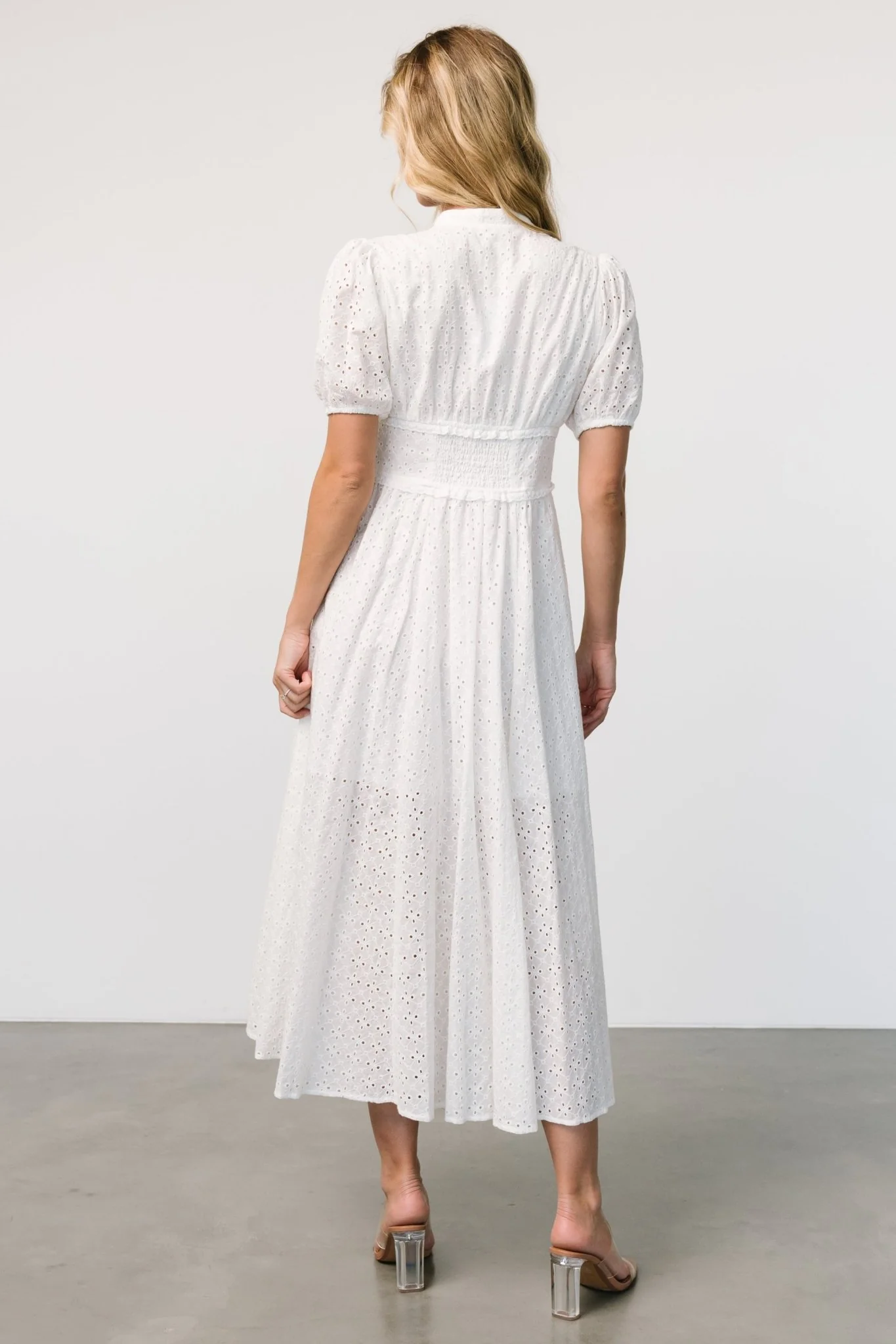 Esther Eyelet Midi Dress | Off White