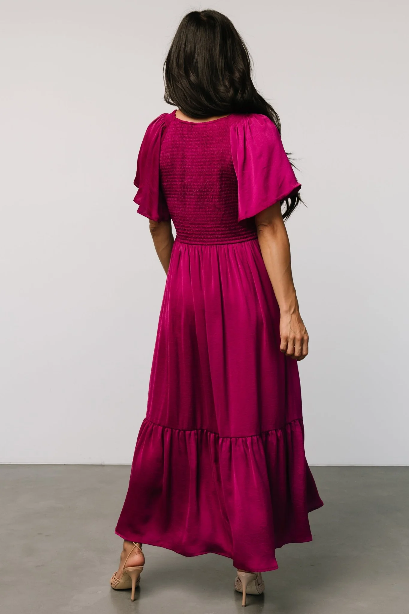 Lovell Smocked Midi Dress | Wine Berry