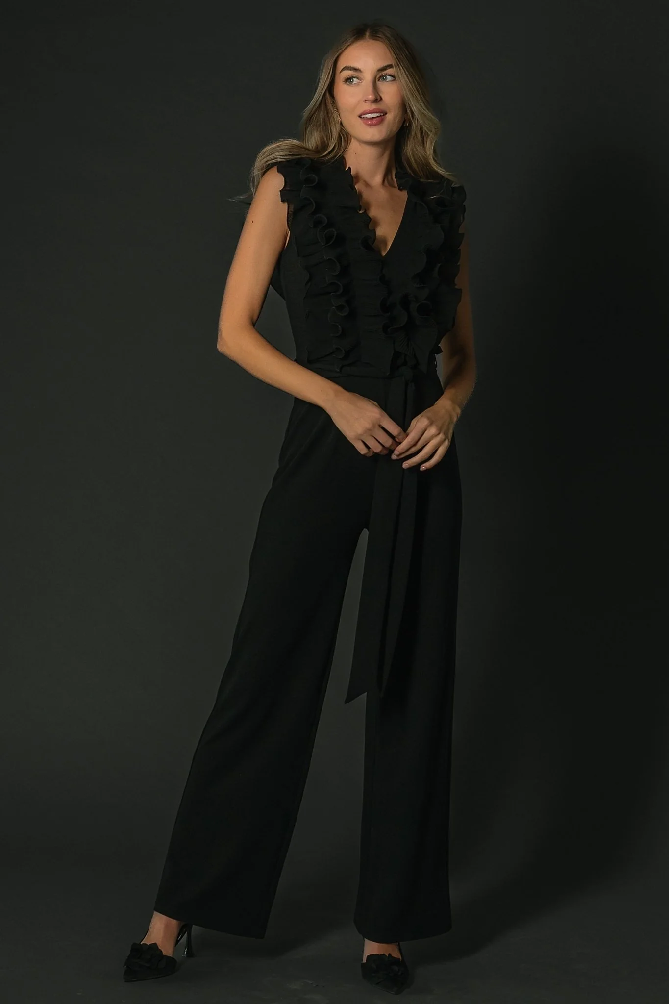Tyra Ruffle Tank Jumpsuit | Black