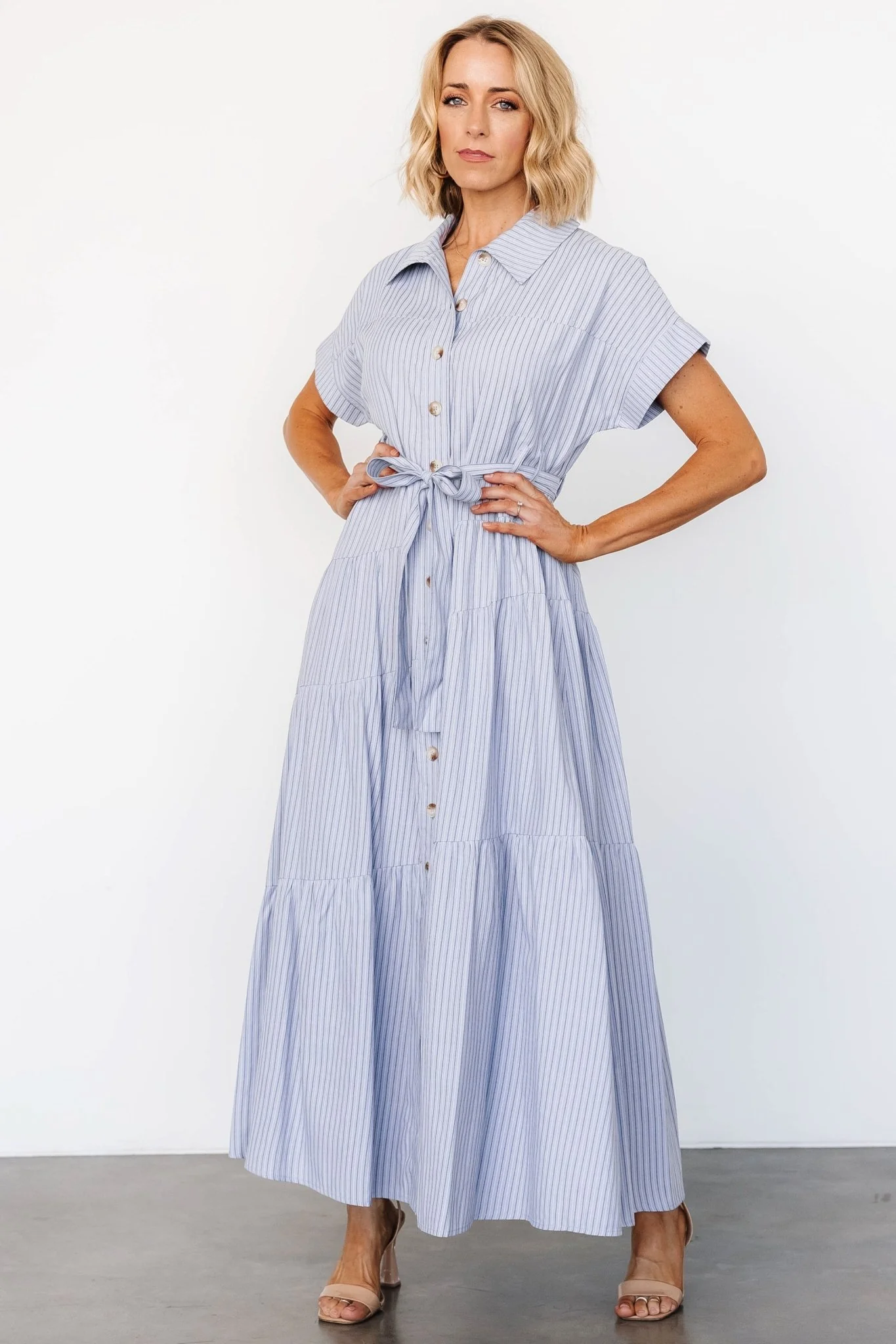 Covey Button Up Maxi Dress | Blue Stripe