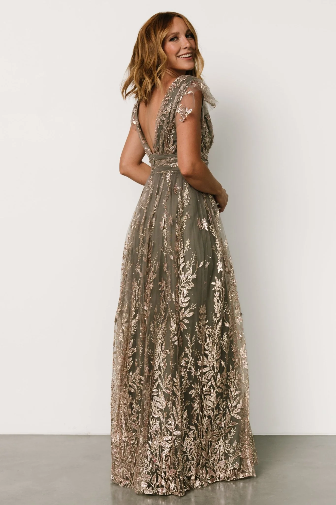 Karina Shimmer Gown | Eucalyptus + Rose Gold