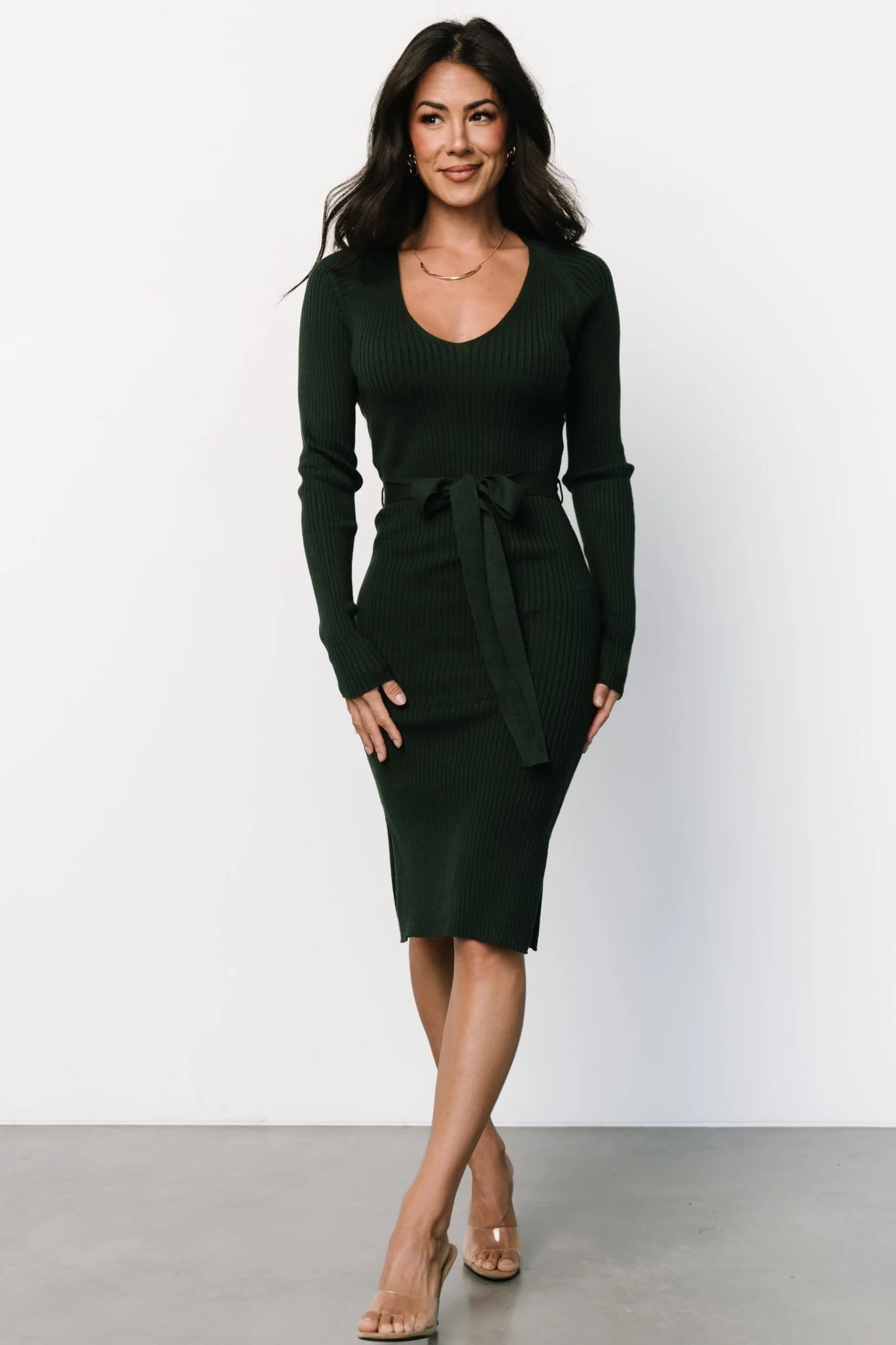 Blayne Ribbed Midi Dress | Emerald