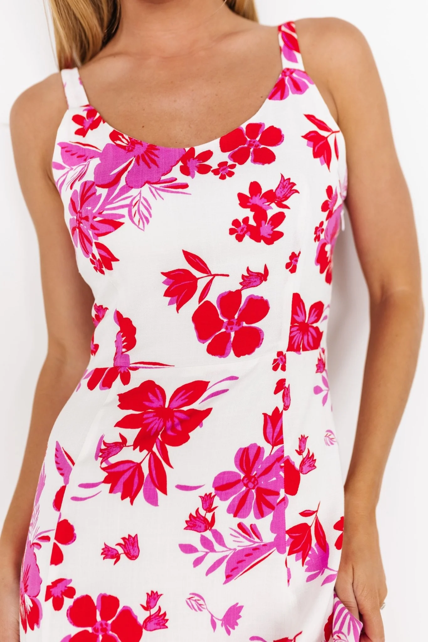 Emaline Open Back Maxi Dress | White + Pink Floral