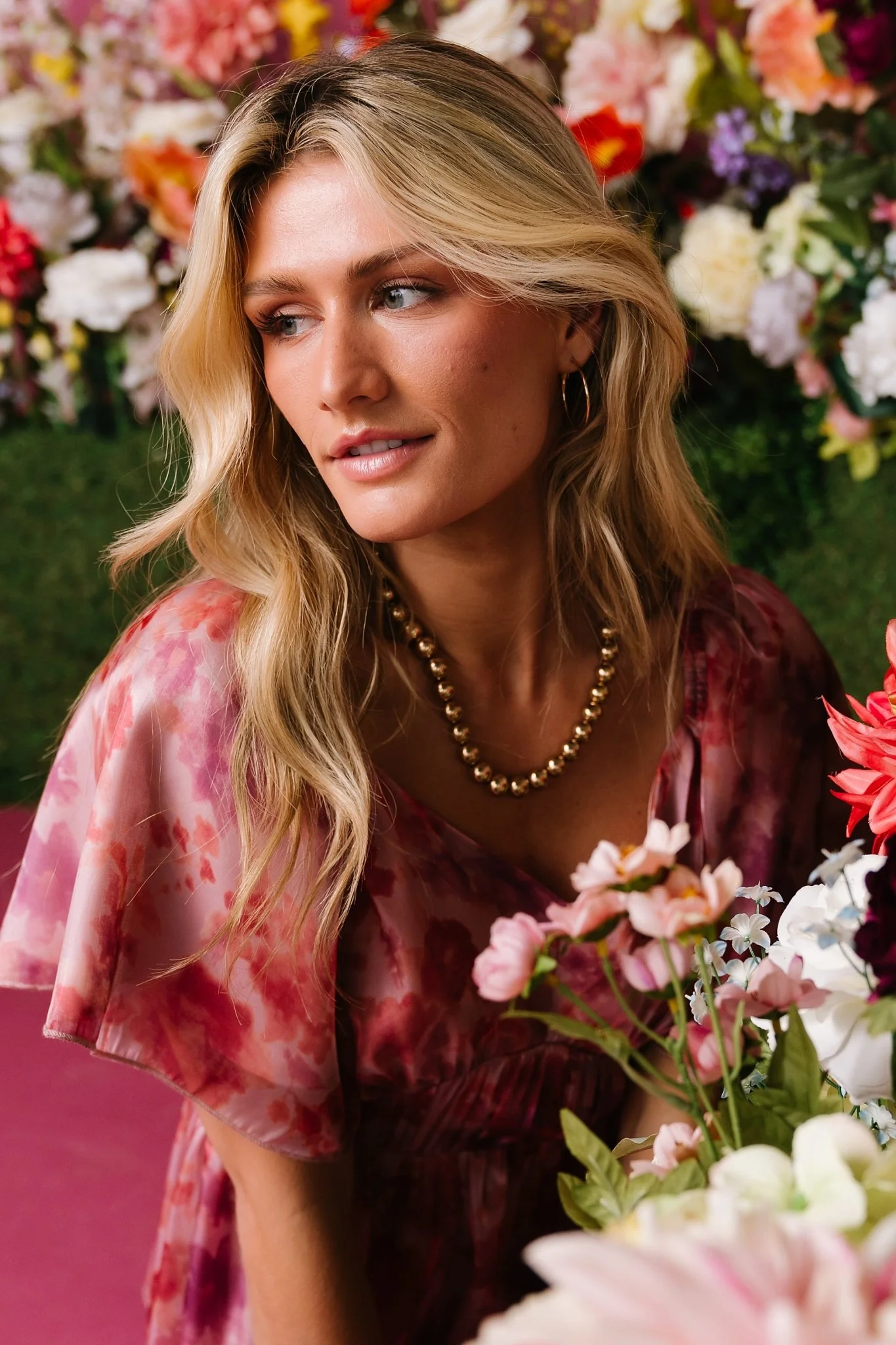 Emeline Tiered Maxi Dress | Mauve Multi