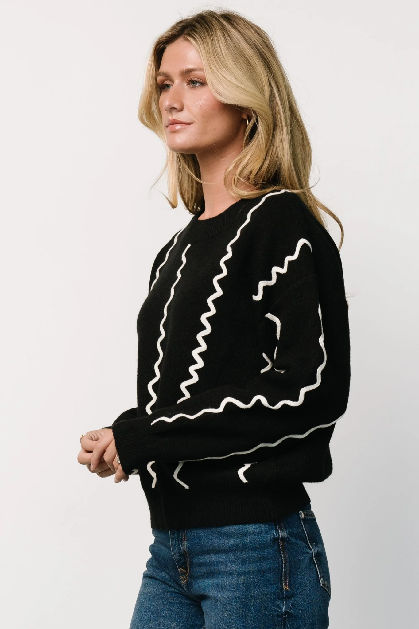 Misha Patterned Sweater | Black