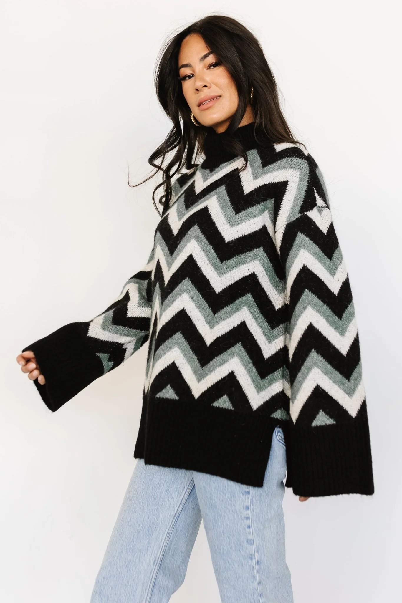 Ricks Sweater | Black + Green Multi