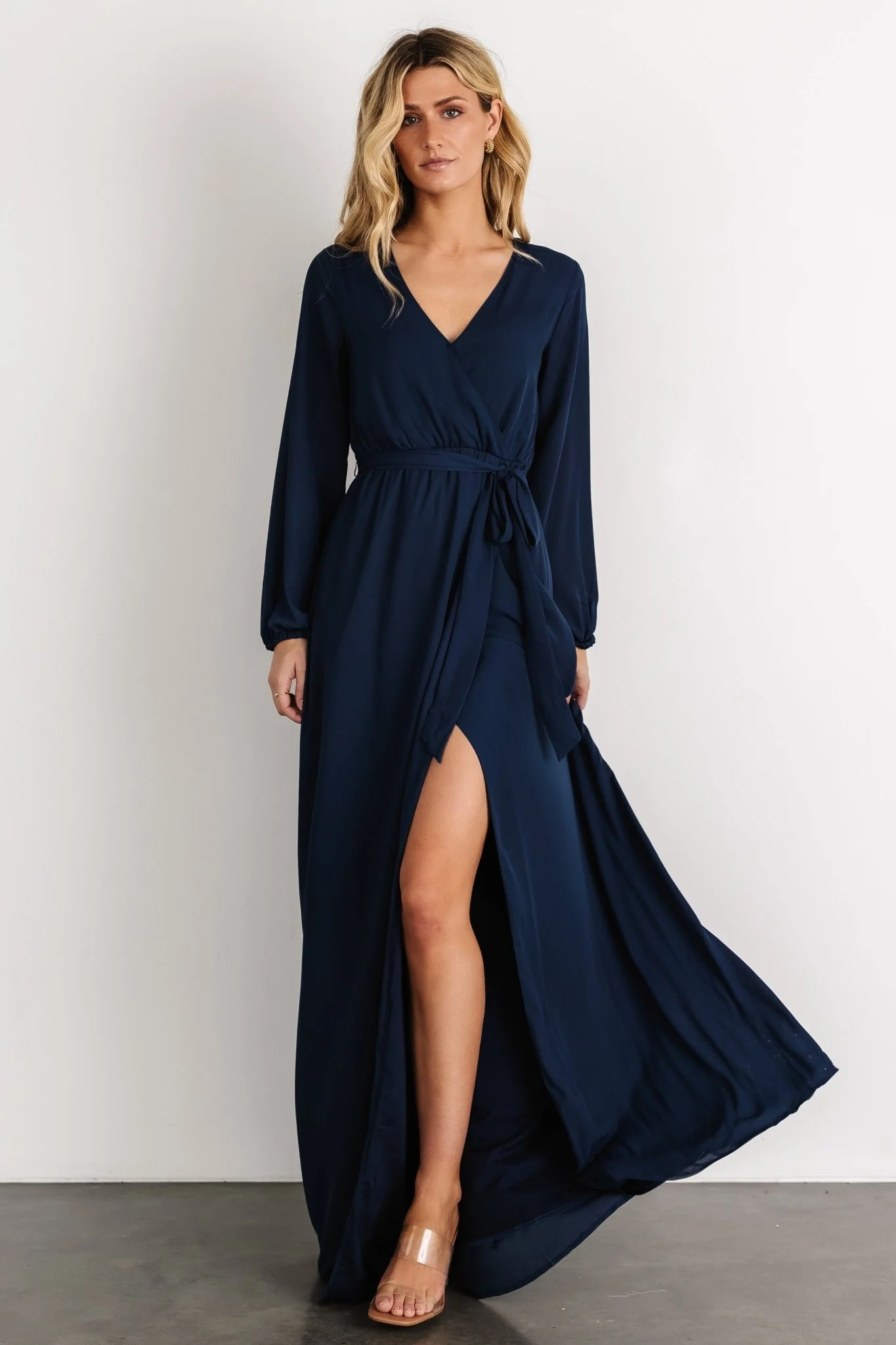 Breanne Faux Wrap Maxi Dress | Navy