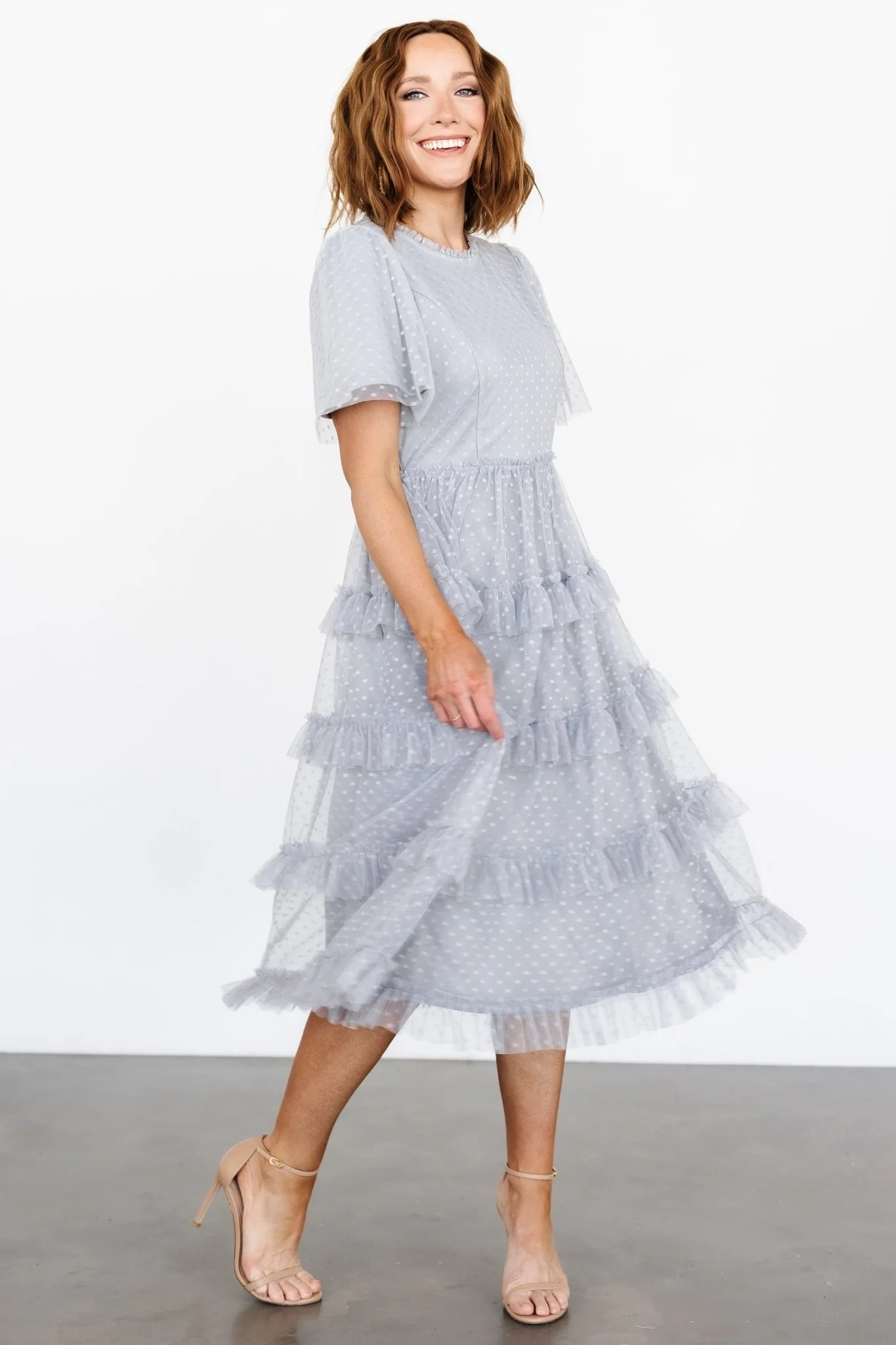 Riley Ruffle Tiered Dress | Light Gray