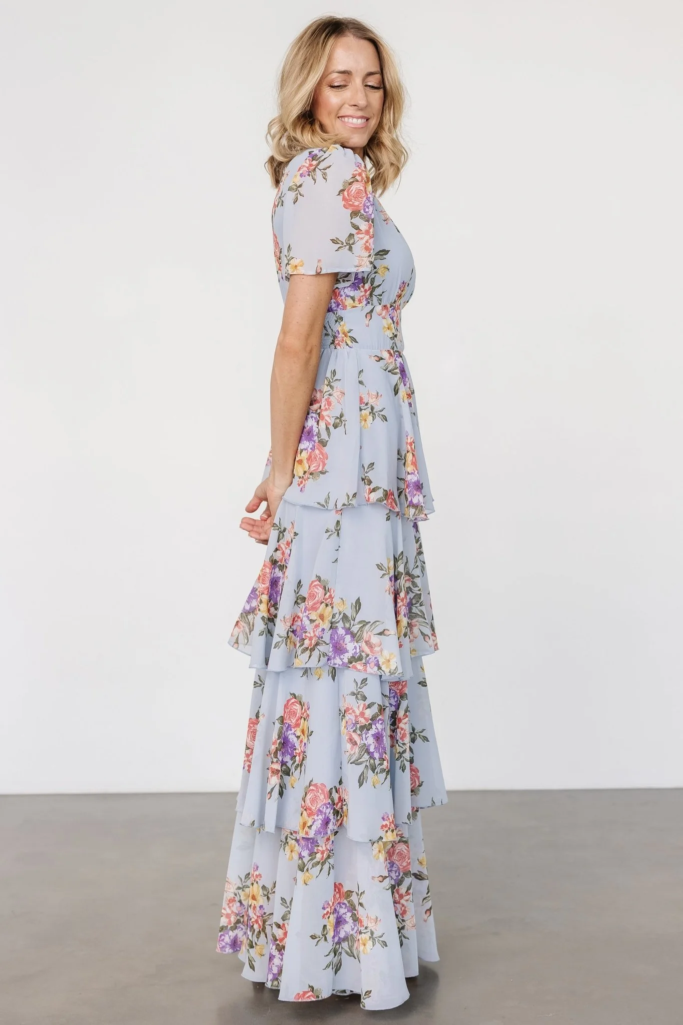 Montaigne Ruffle Maxi Dress | Light Blue Floral