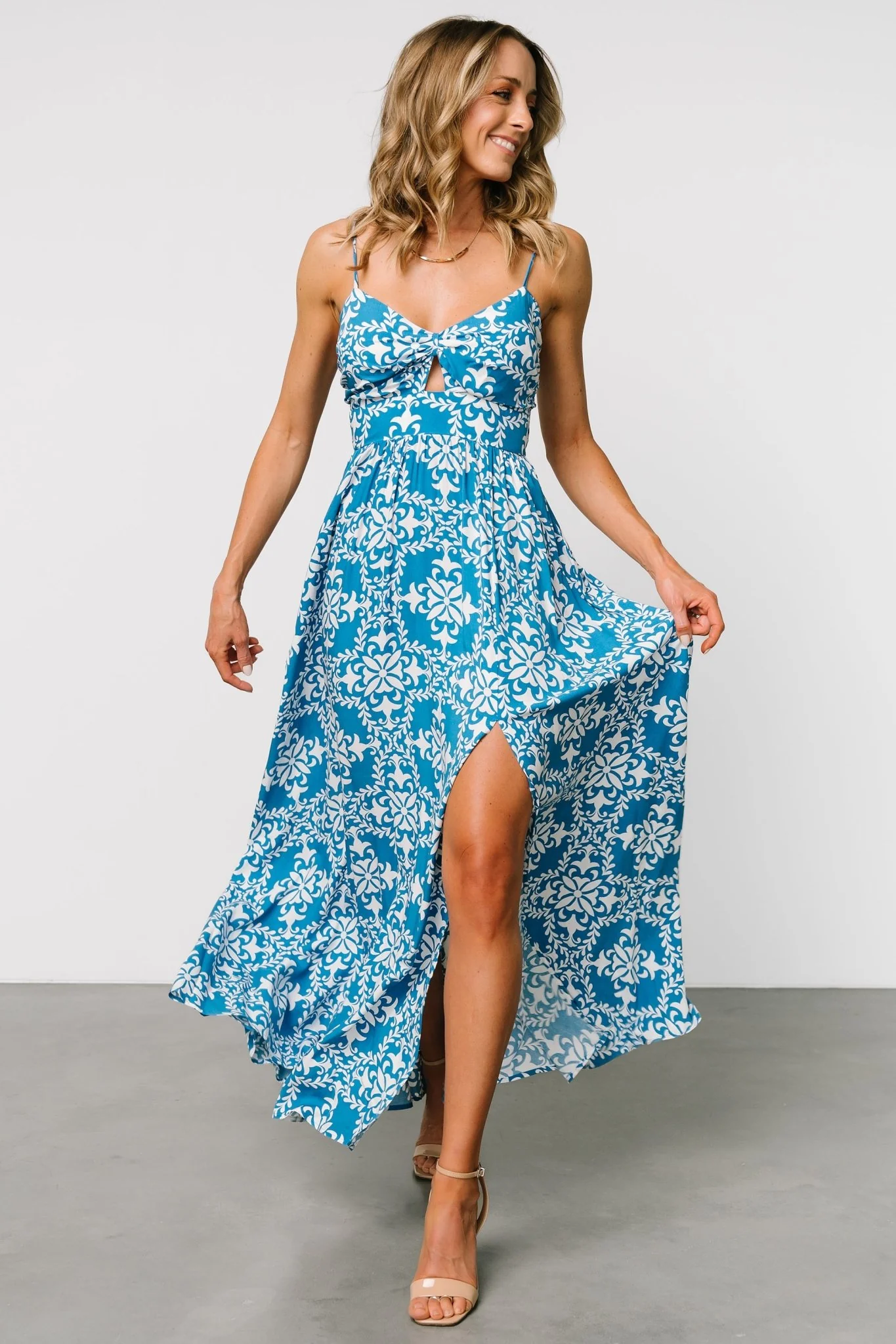 Kali Maxi Dress | Blue + White
