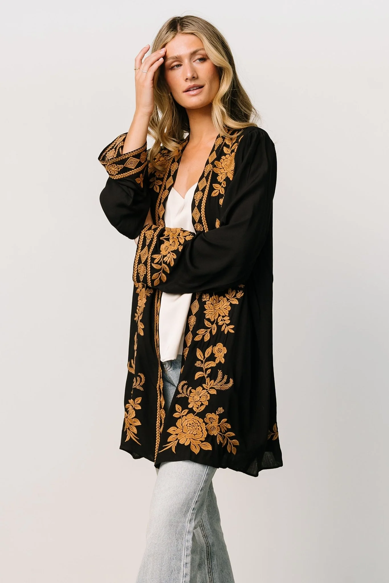 Rigby Kimono | Black + Camel