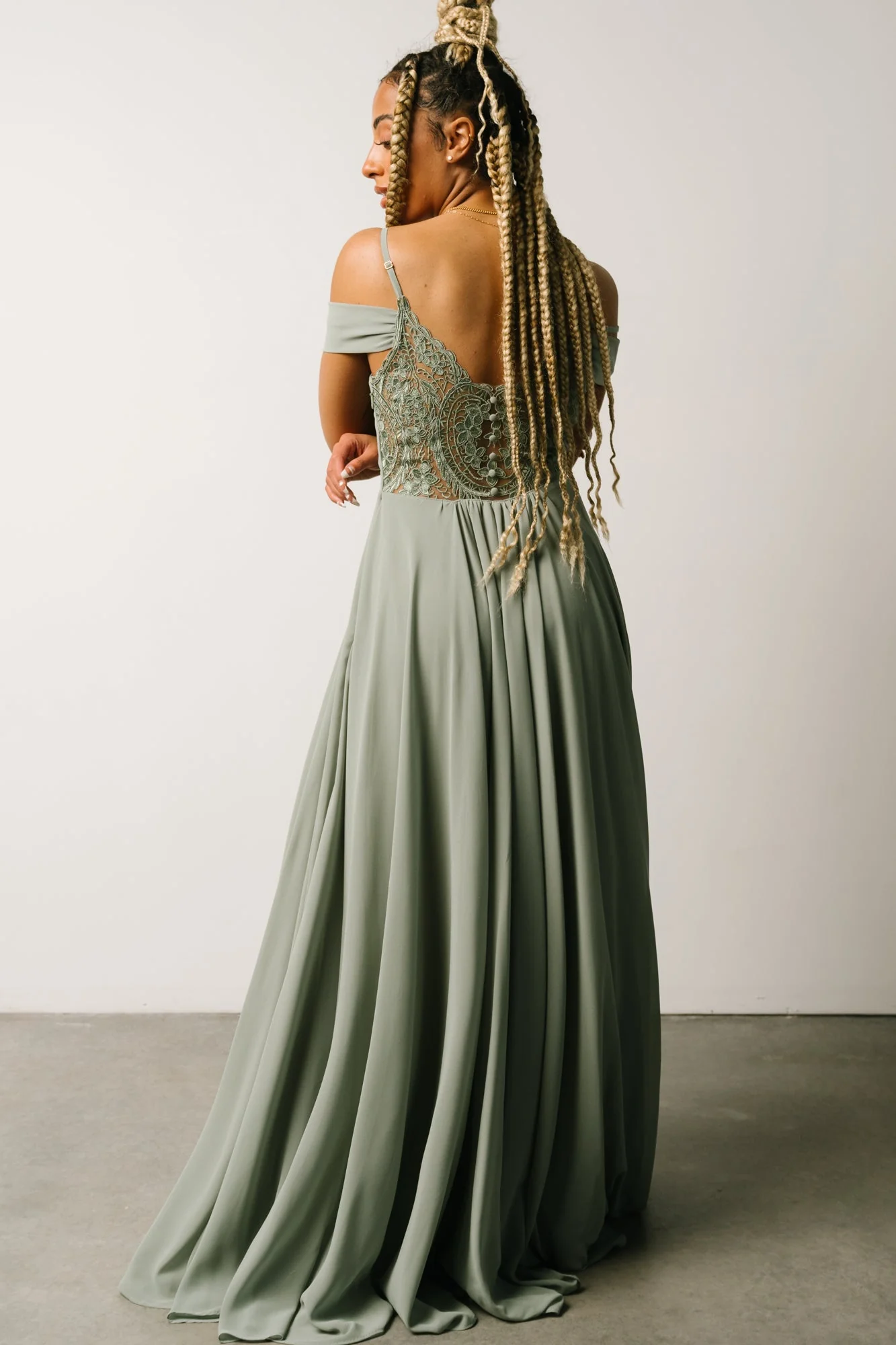 Bianca Lace Maxi Dress | Dusty Sage