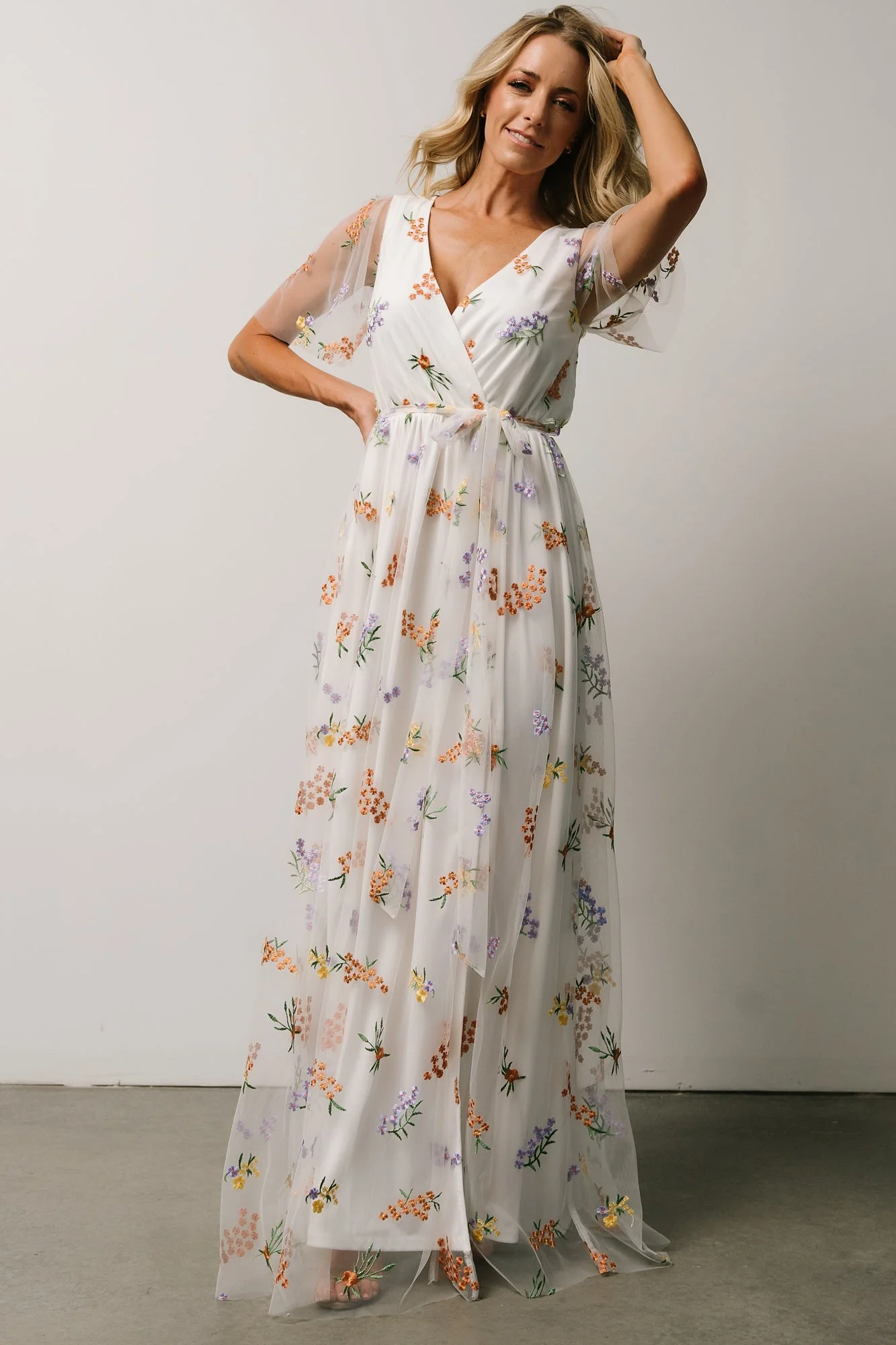 Marseille Embossed Maxi Dress | Meadow Floral